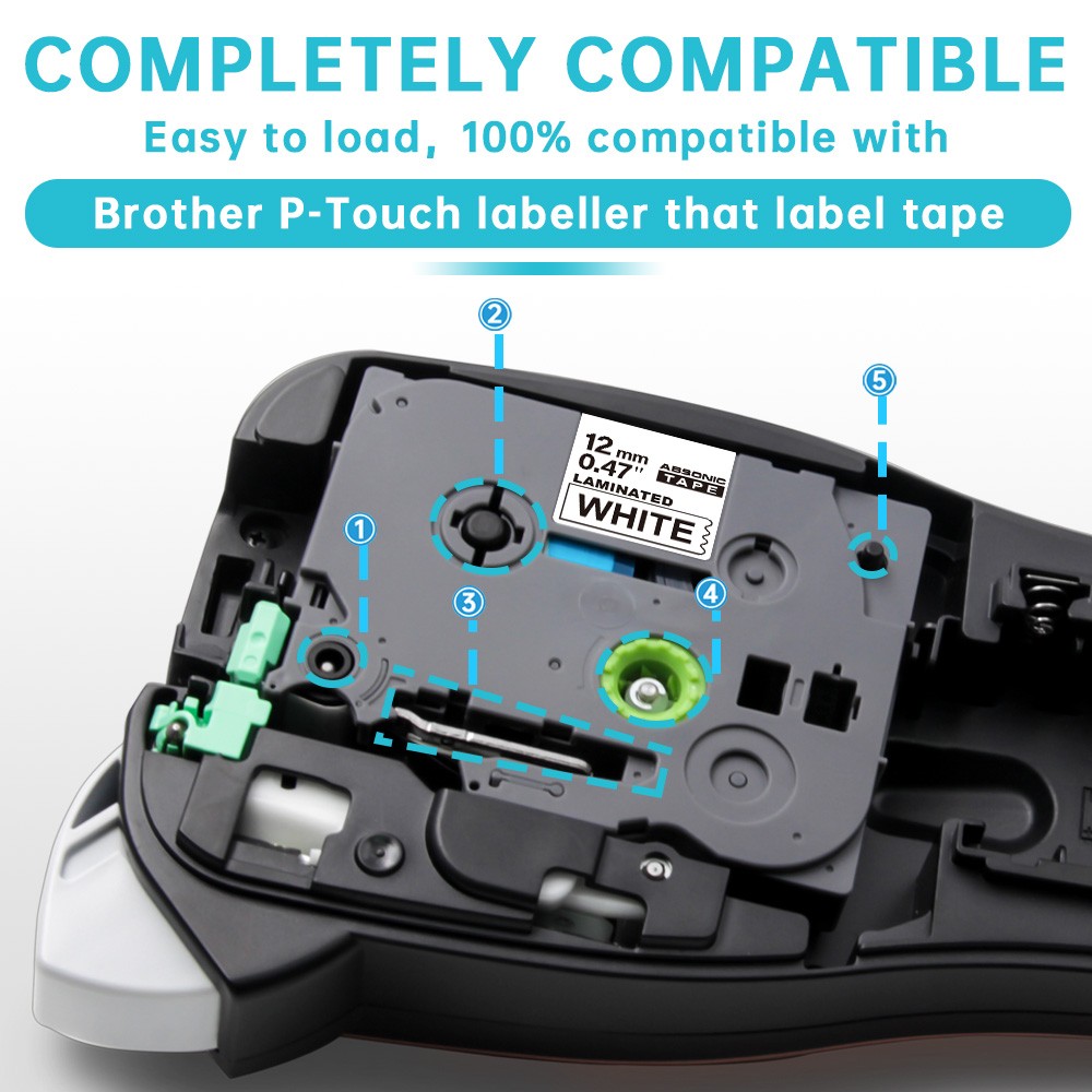 6PK Label Maker Tape 12mm Laminated fit for Brother P-Touch TZ TZe-231 PT-D210