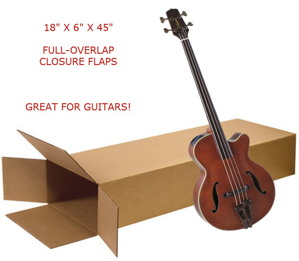 LARGE 18X6X45″ Electric Guitar Keyboard Shipping Packing Moving Side Loading Box