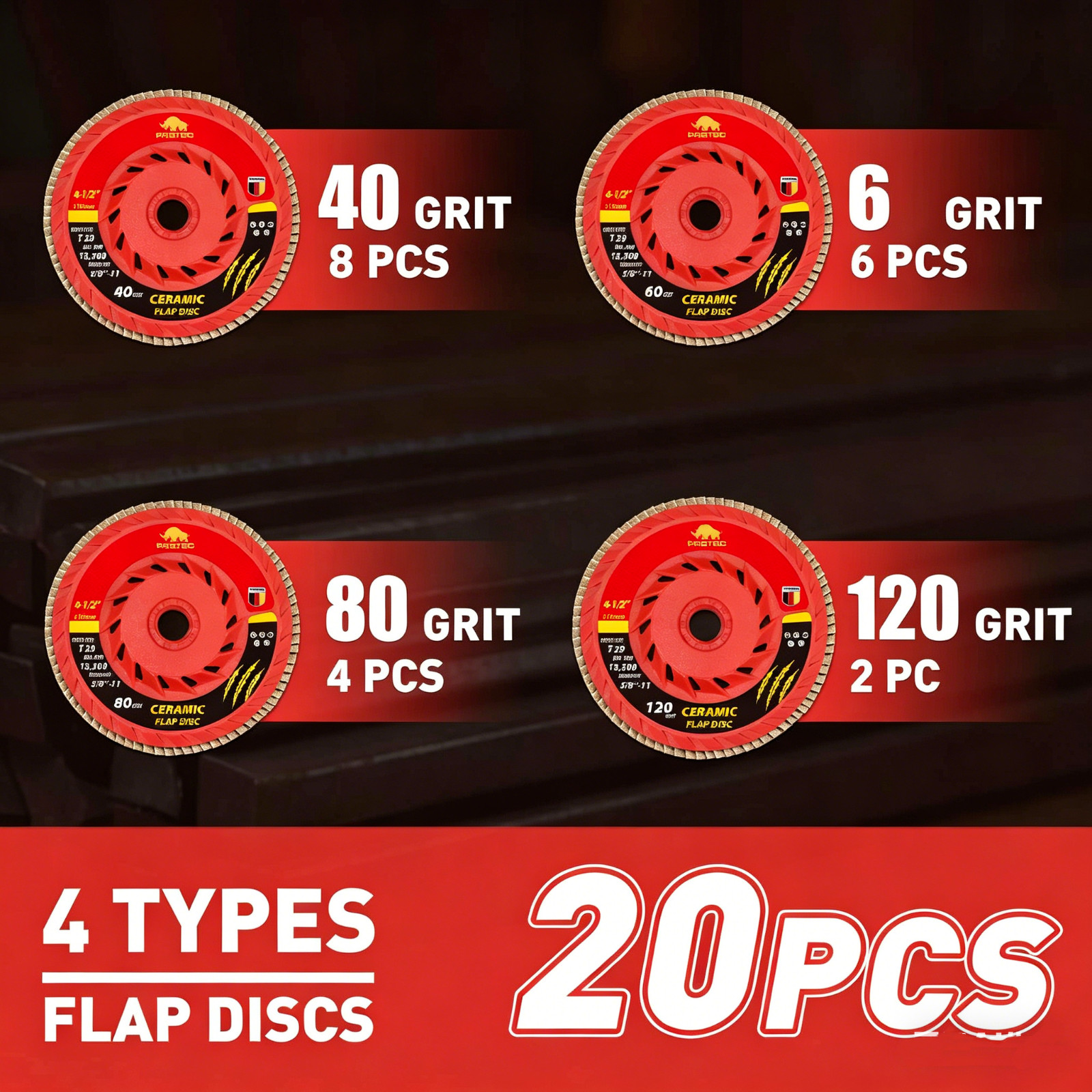 20Pack 4-1/2″ Ceramic Flap Discs T29 5/8-11 Grinding Sanding Wheel Angle Grinder