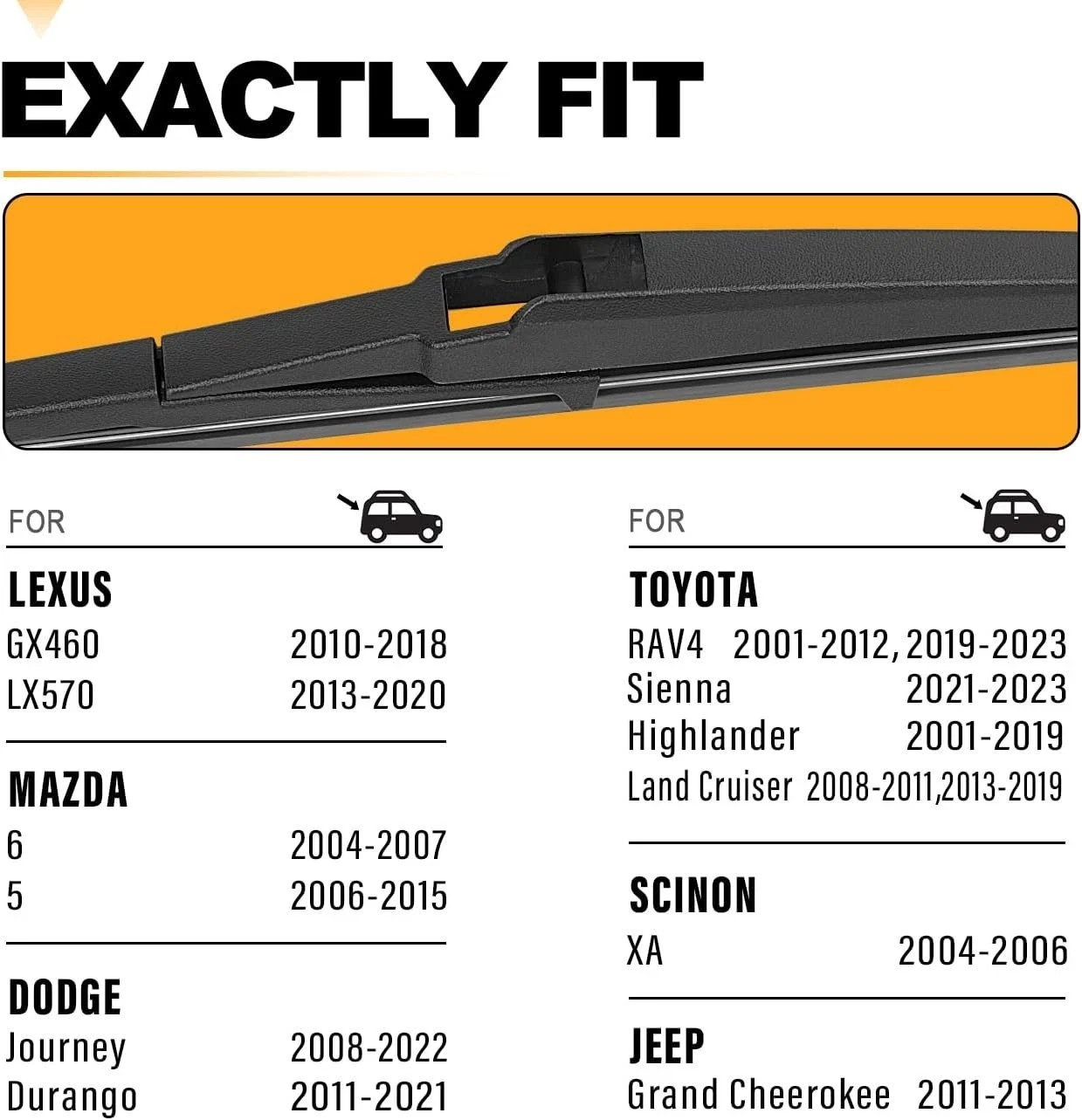 AUTOBOO 12 Inch Rear Wiper Blade Replacement for Toyota Rav4 2001-2023