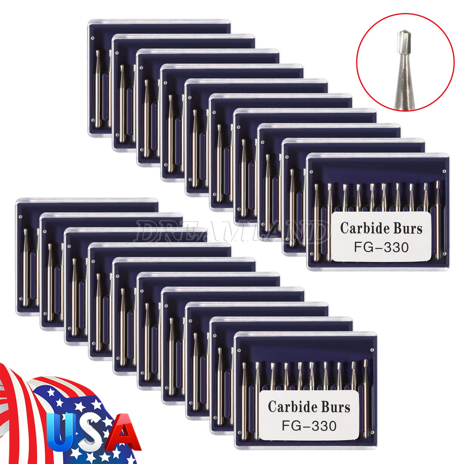 Dental Carbide Burs Tungsten Steel Bur FG # 330 Pear for High Speed Handpiece