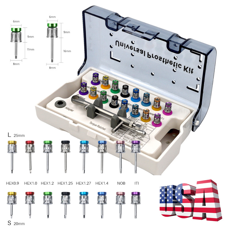Dental Universal Implant Prosthetic Kit Torque Wrench Screw Drivers Remover USA