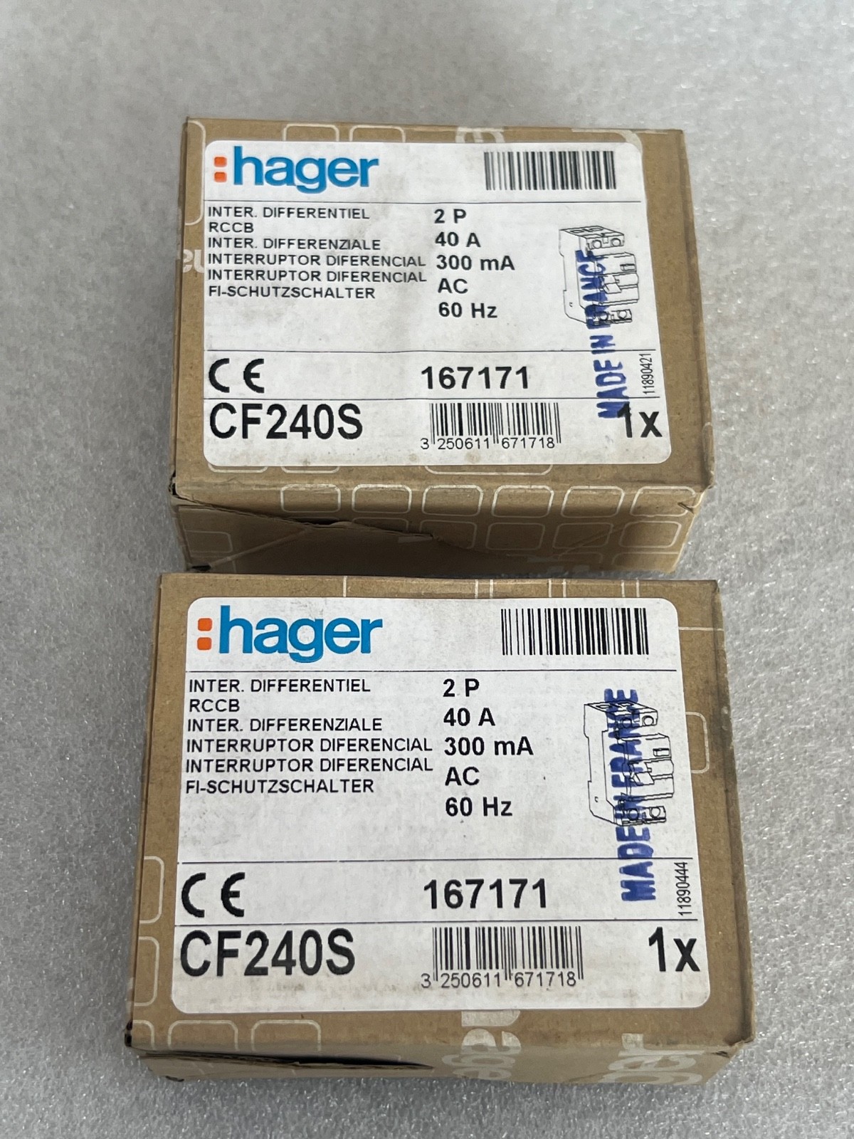 (Lot 2 Pcs) Hager CF240S RCCB