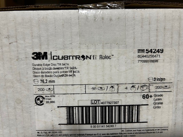 3M Cubitron II Roloc Durable Edge Disc TR 947A, 3 in 60+ X-weight (Case of 200)