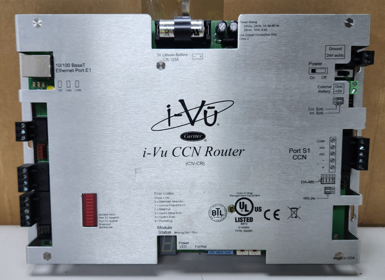 😎 CARRIER CIV-CR I-VU CCN ROUTER 24 VAC/DC 10/100 BASE T ETHERNET PORT