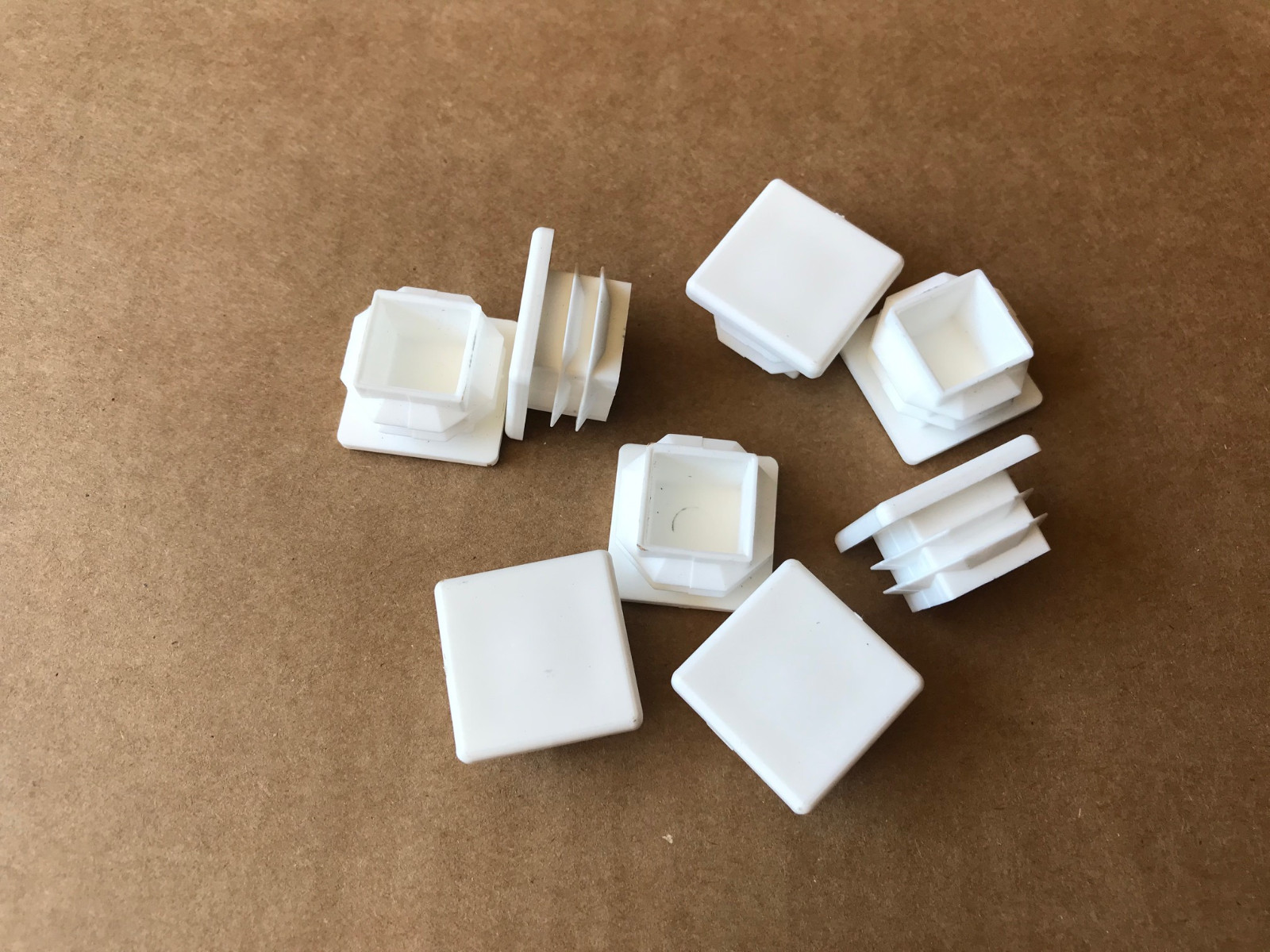 8 Pack – 1″x1″ Tubing Plastic Plug End Cap Rectangular Rectangle 1×1 White