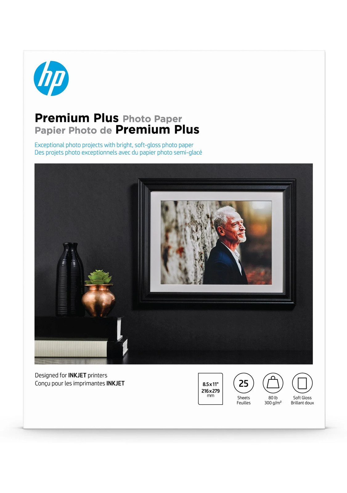 HP Premier Plus Photo Paper Inkjet Print 8.50″x11″ Soft Gloss 1/Pack White