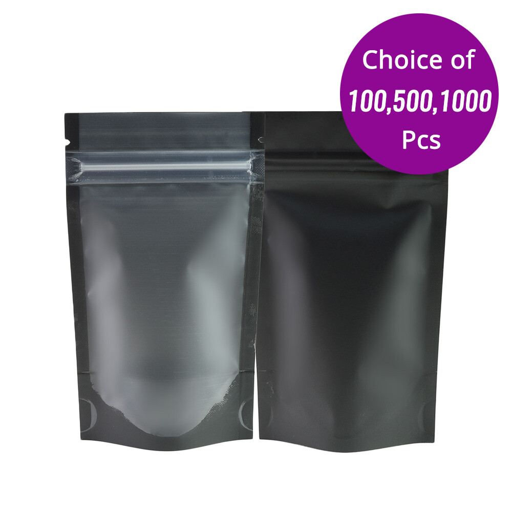 6x9in Matte Clear Front Black Back Mylar Stand up Zip Lock Bag w/Machine B04