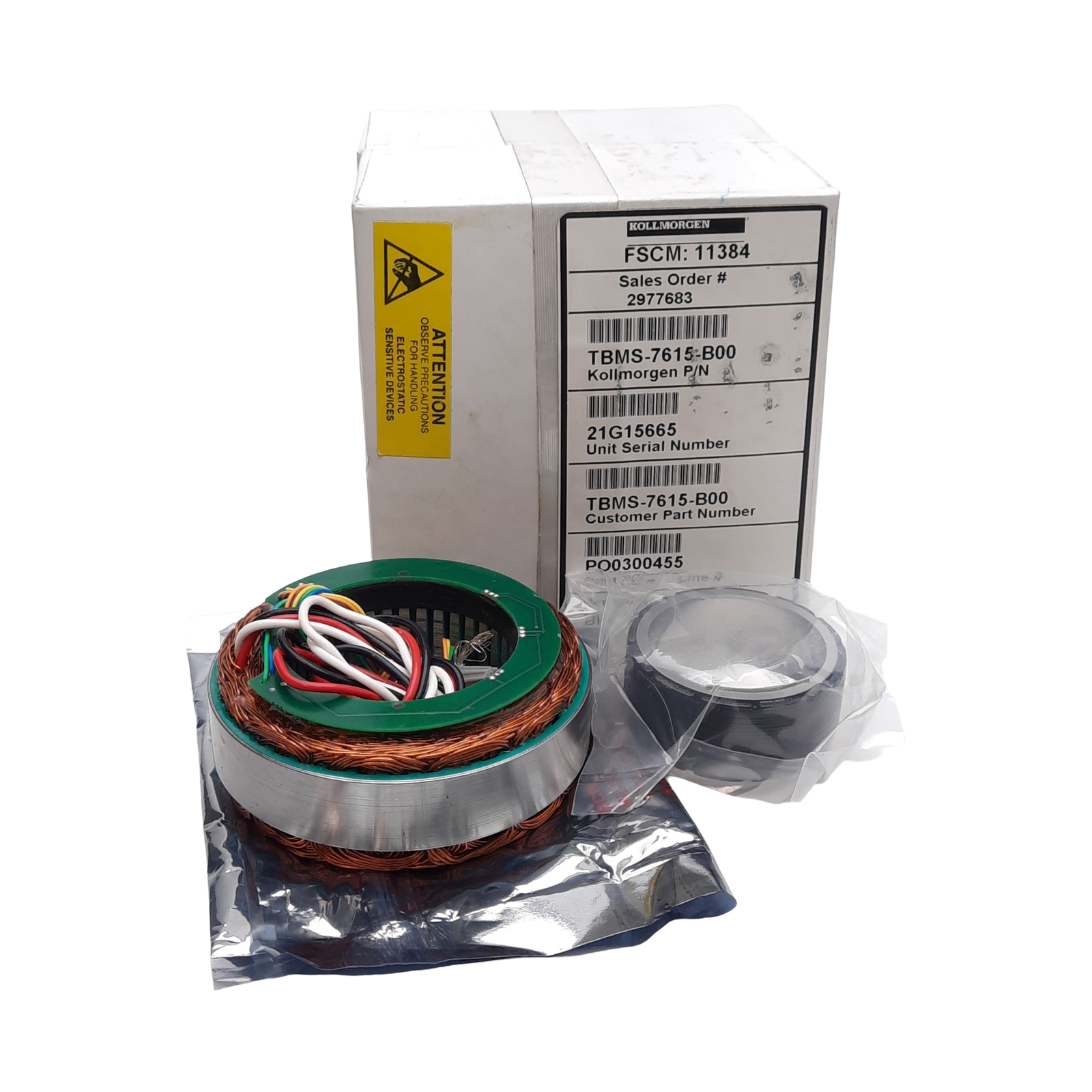Kollmorgen TBMS-7615-B00 Frameless Motor, 24VDC 14.3A, 130oz-in, 76mm Frame