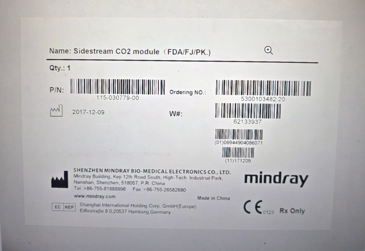 Mindray Passport 12 W/CO2 NIBP SPO2 ECG TEMP RECORDER , Brand new C02 module.