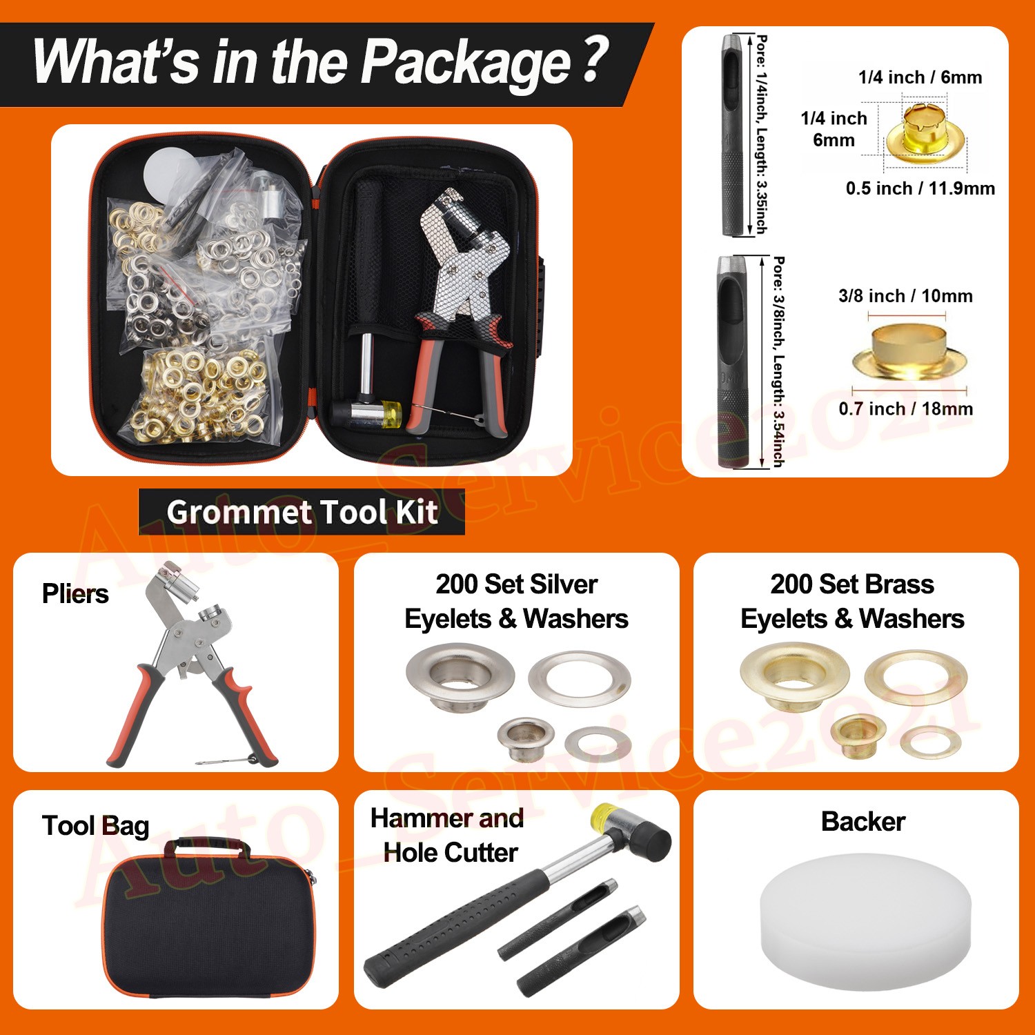 New Grommet Tool Kit with Bag, 1/4 & 3/8 Inch Handheld Eyelet Tool Kit For DIY