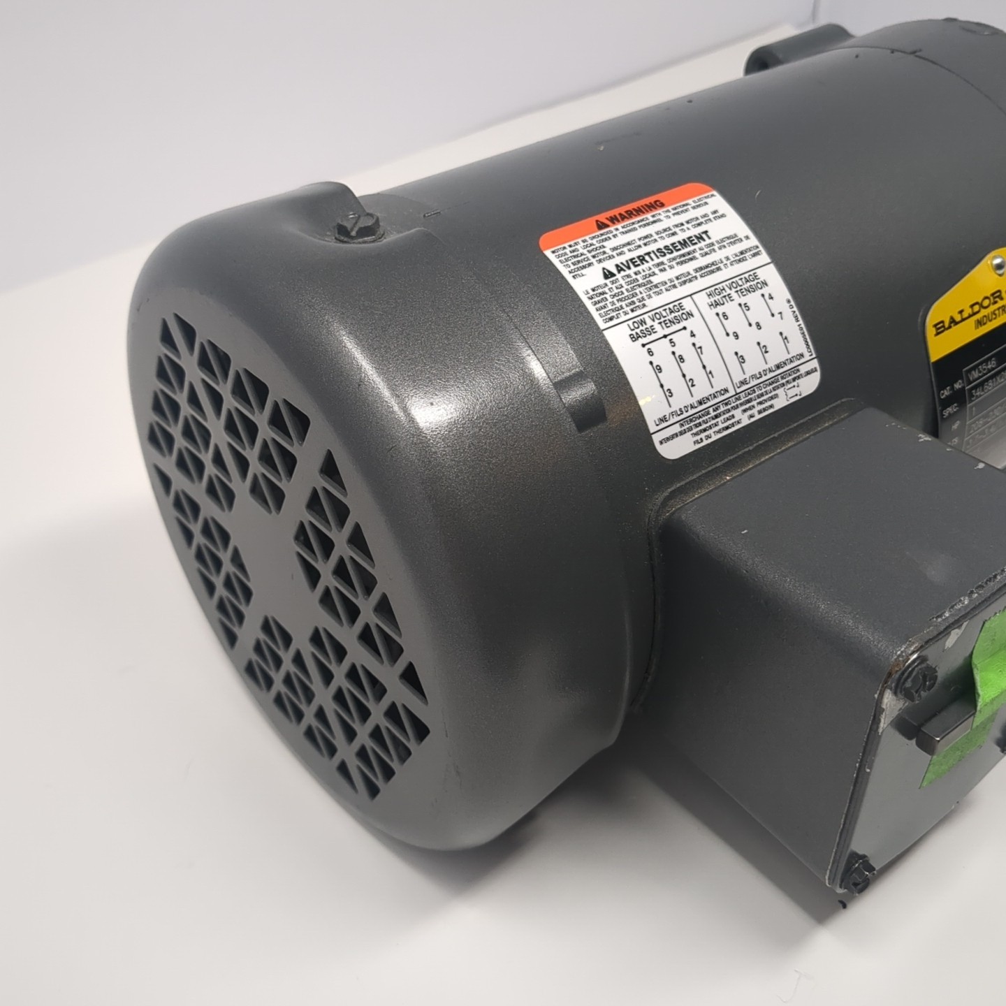 Baldor VM3546 Ac Motor 208-230/460V-AC 1725RPM 1HP 3PH 56C Industrial Motor
