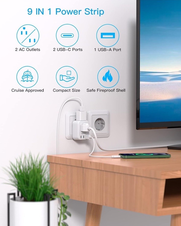 HANYCONY European Travel Plug Adapter USB C, International Adapter, US…
