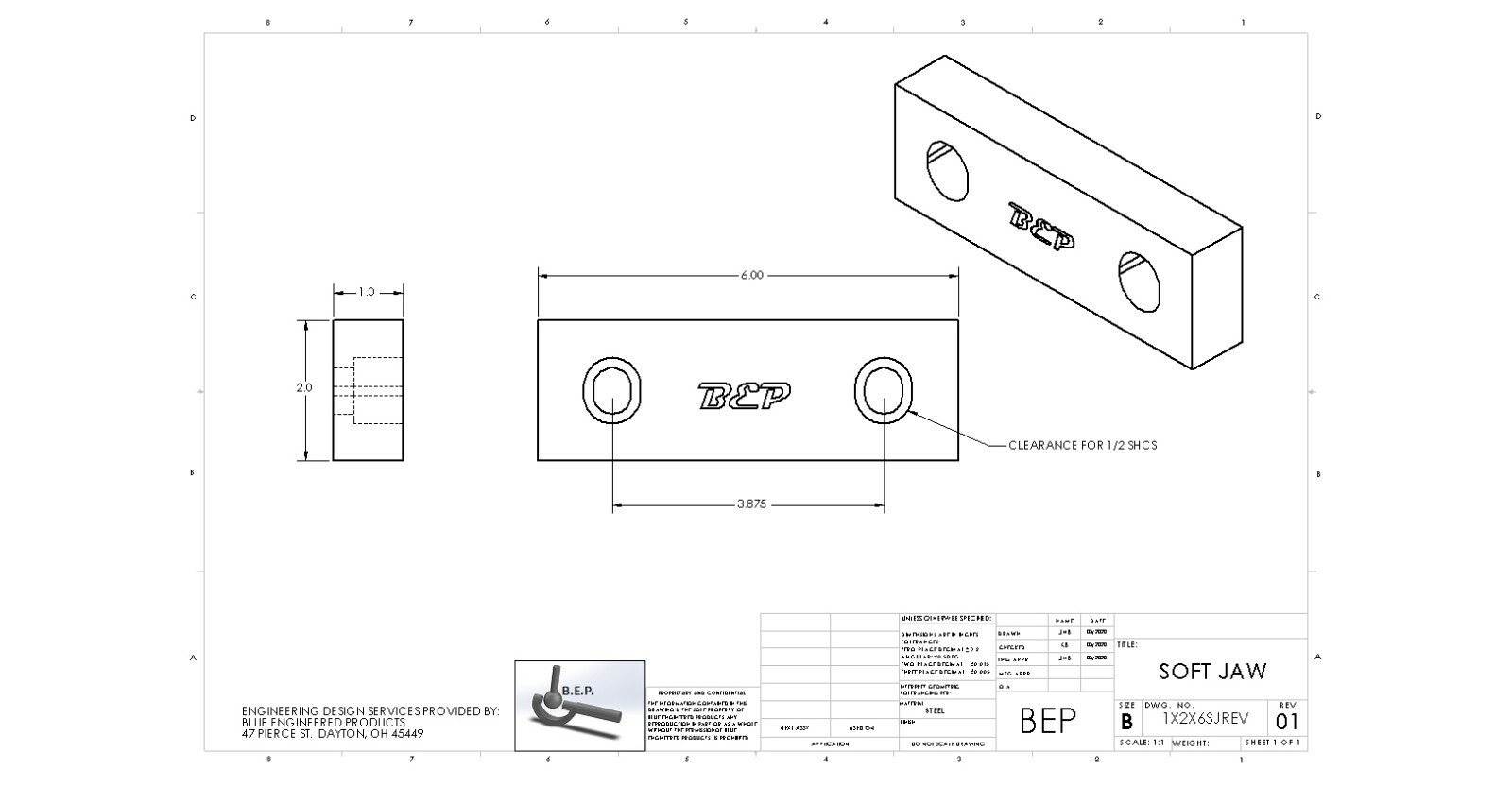 5 PACK 6 x 2 x 1″ Reversible Aluminum Soft Jaws for 6″ Kurt 6X2X1 (10 JAWS)