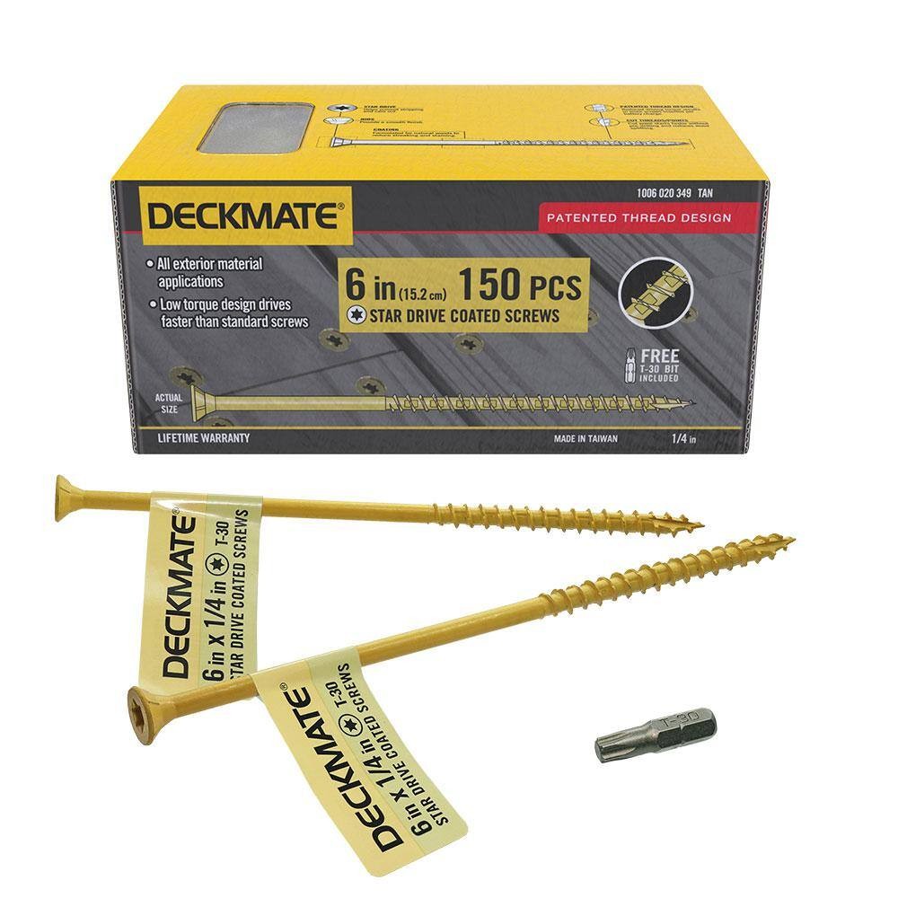 (20) Deckmate ¼ in. x 6 in. Tan Star Drive Flat-Head Wood Deck Screws