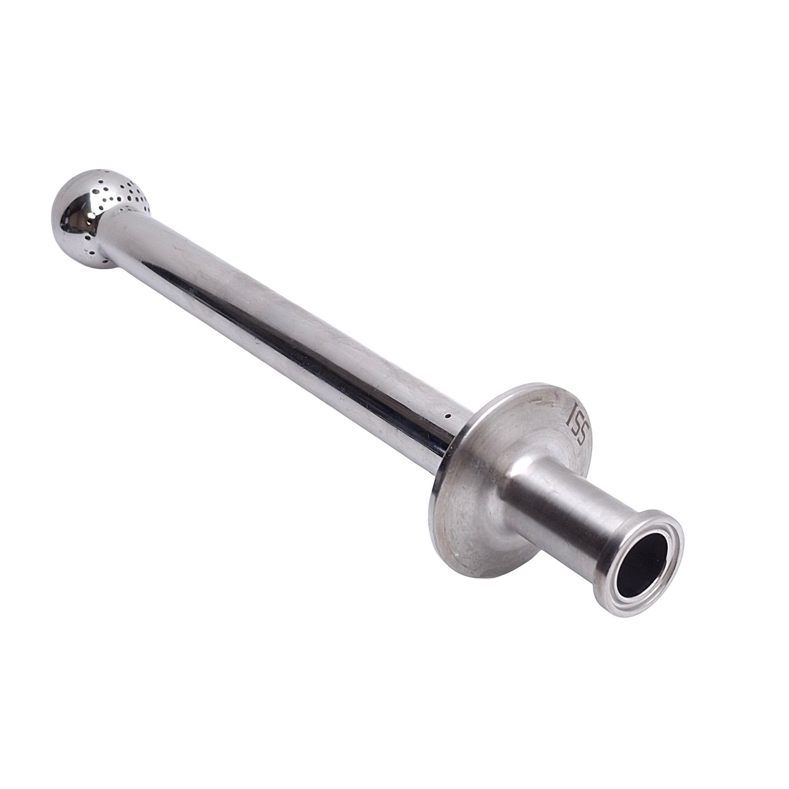 ISS Sanitary Supply Tube With Spray Ball 1/2in Tri-Clamp, 8.12in Internal Length