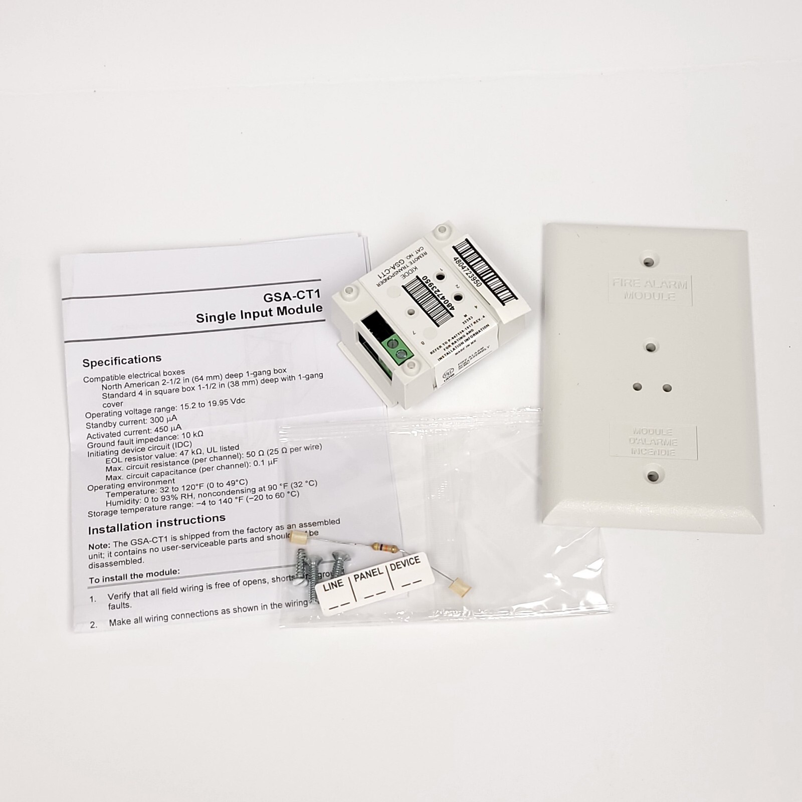 Kidde GSA-CT1 Single Input Fire Module, Analog Addressable UL/ULC Listed