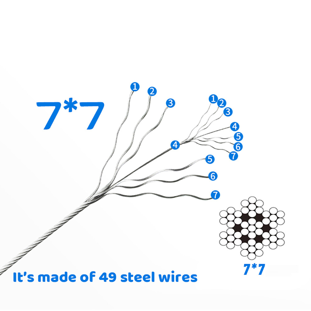 7×7 Stainless Steel Wire Rope Cable 0.3mm-4mm Fine Steel Wire Balustrade Cable