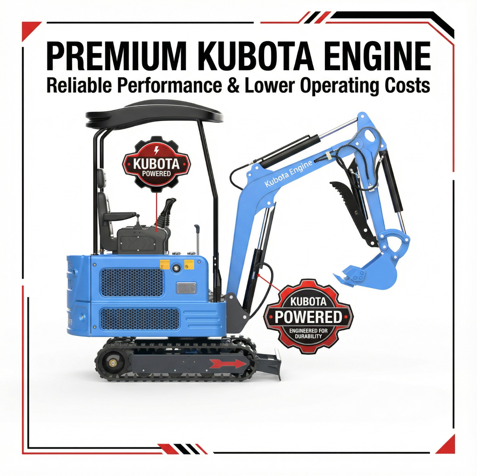 4,000 lbs Mini Excavator | KUBOTA Diesel Engine | Hydraulic Thumb，Compact Digger