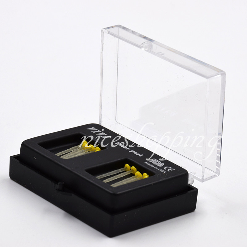 10 Pcs 1 Pack Dental Resin Screw Thread Quartz Fiber Post & 1 Drill Yellow 1.4