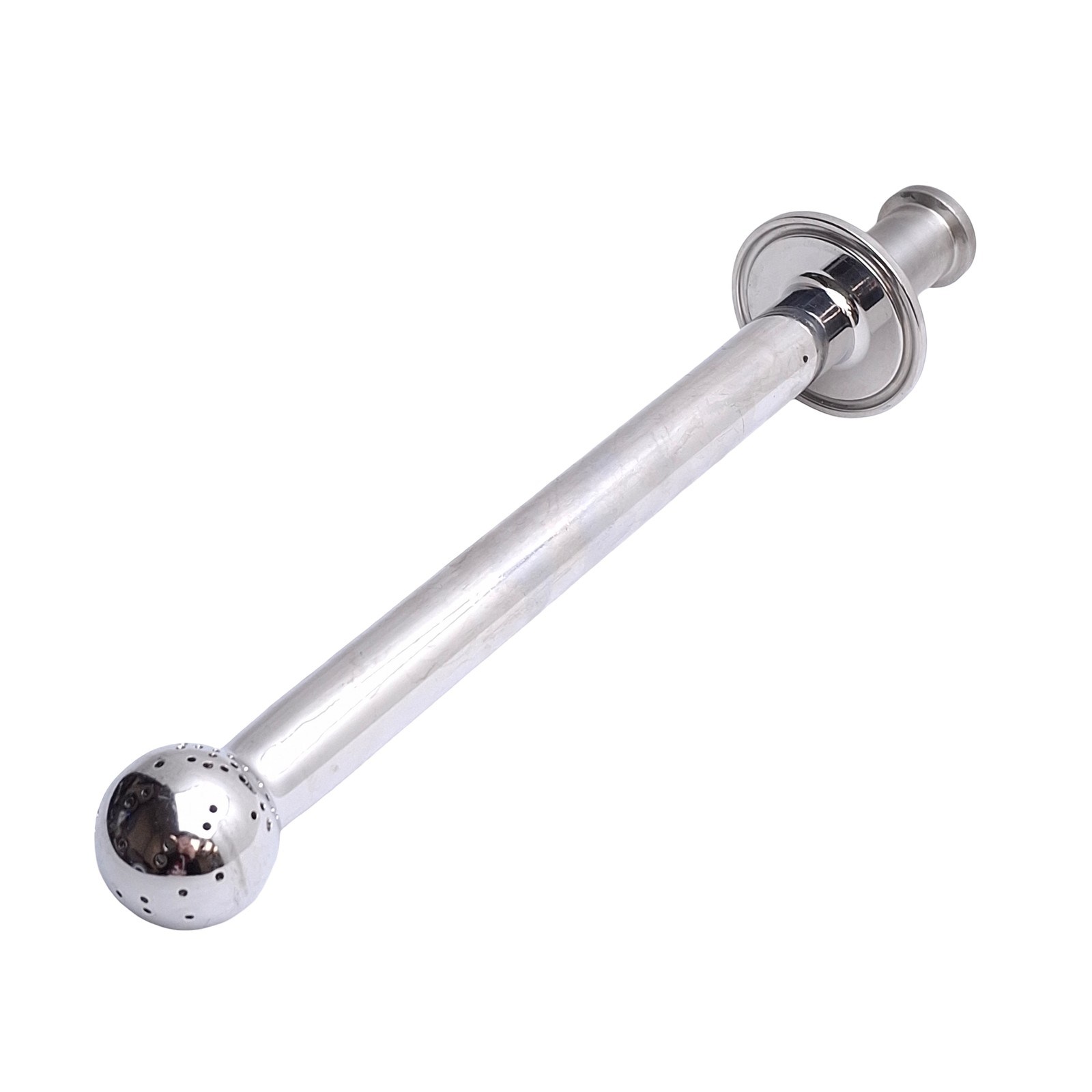 ISS Sanitary Supply Tube With Spray Ball 1/2in Tri-Clamp, 8.12in Internal Length
