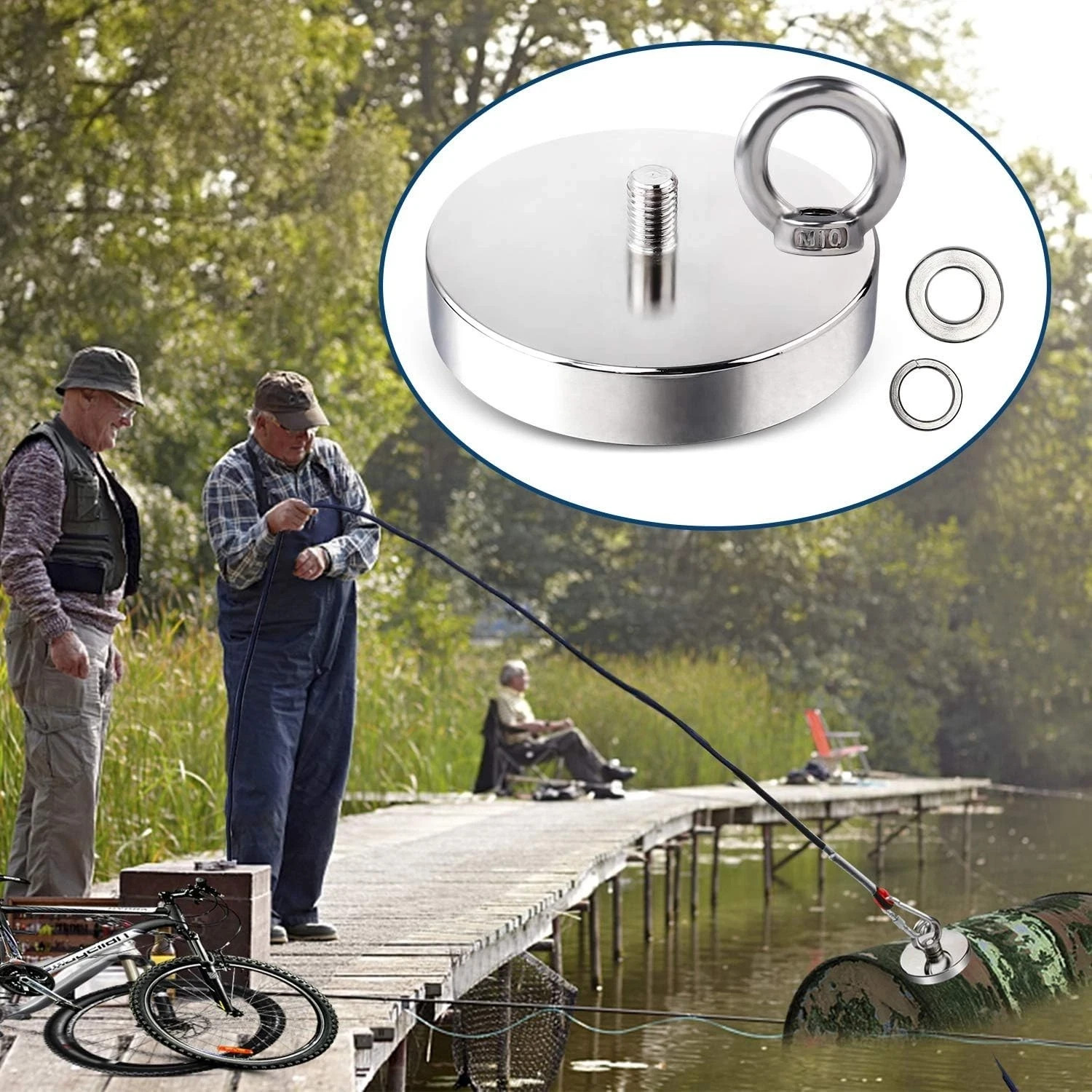 Super Strong Neodymium Fishing Magnets 300 LBS(127 KG) Pulling Force Rare Earth