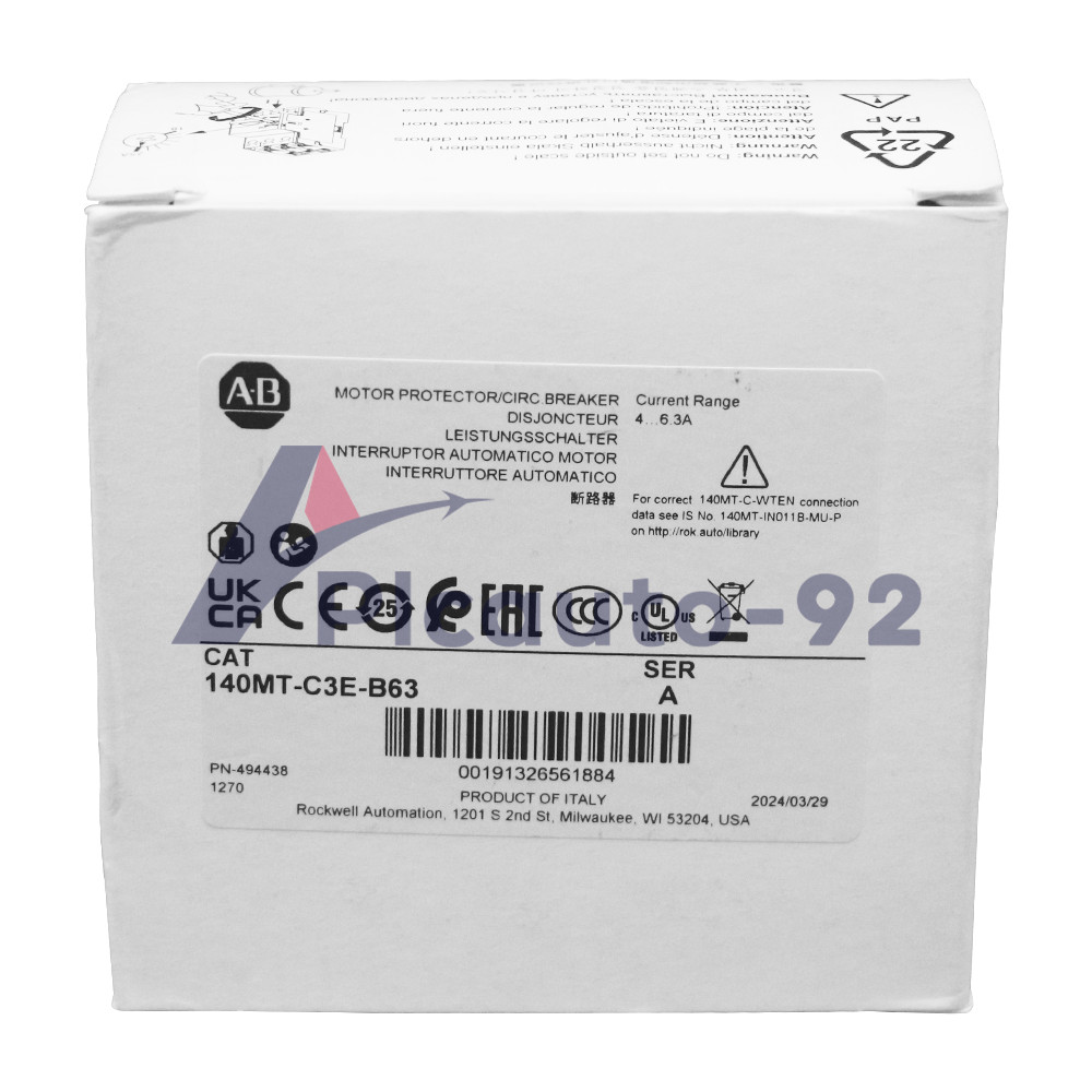 Allen Bradley 140MT-C3E-B63 C Frame, 4 – 6.3A,Motor Protection Circuit Breaker