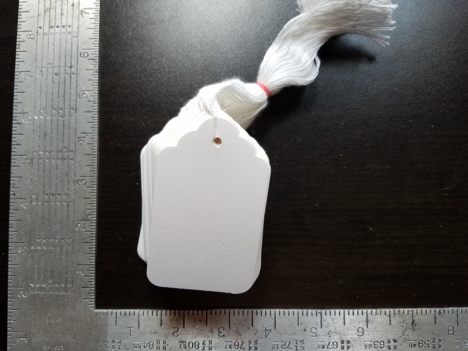 1000 Blank White Merchandise Price Tags with Strings Size #9 Retail Strung Label