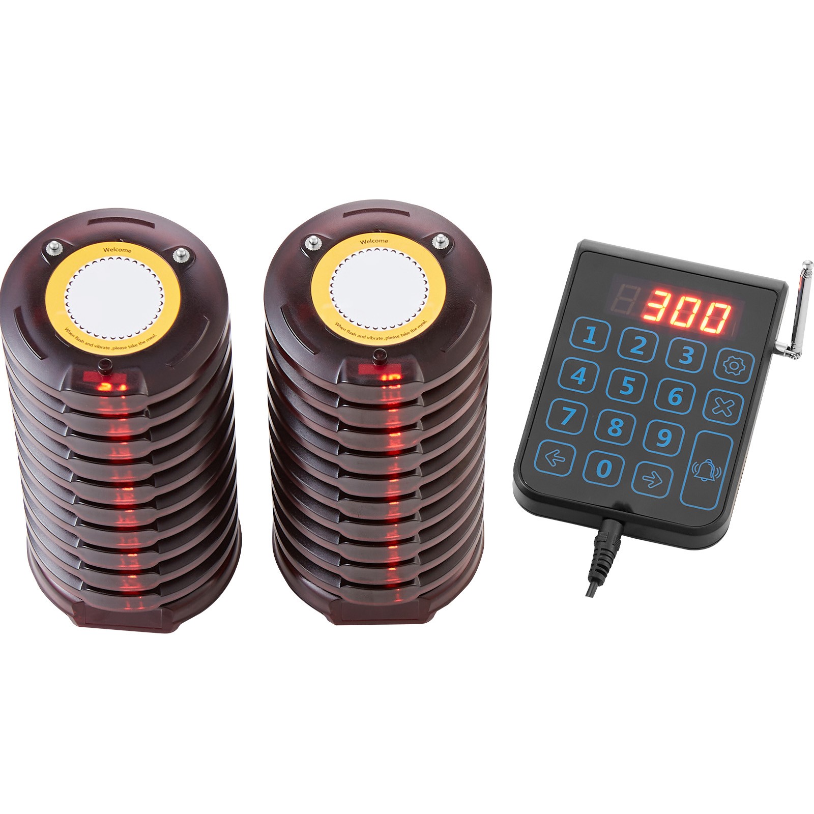 VEVOR 20+1 Pagers Restaurant Pager System Wireless Food Service 24h Standby Time