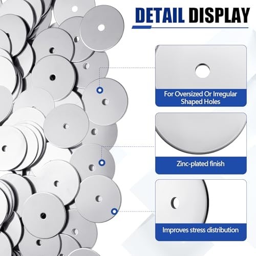 200 Pcs 1/4″ x 2″ Zinc Fender Washers – 2mm Thick for Wood & Wet Use
