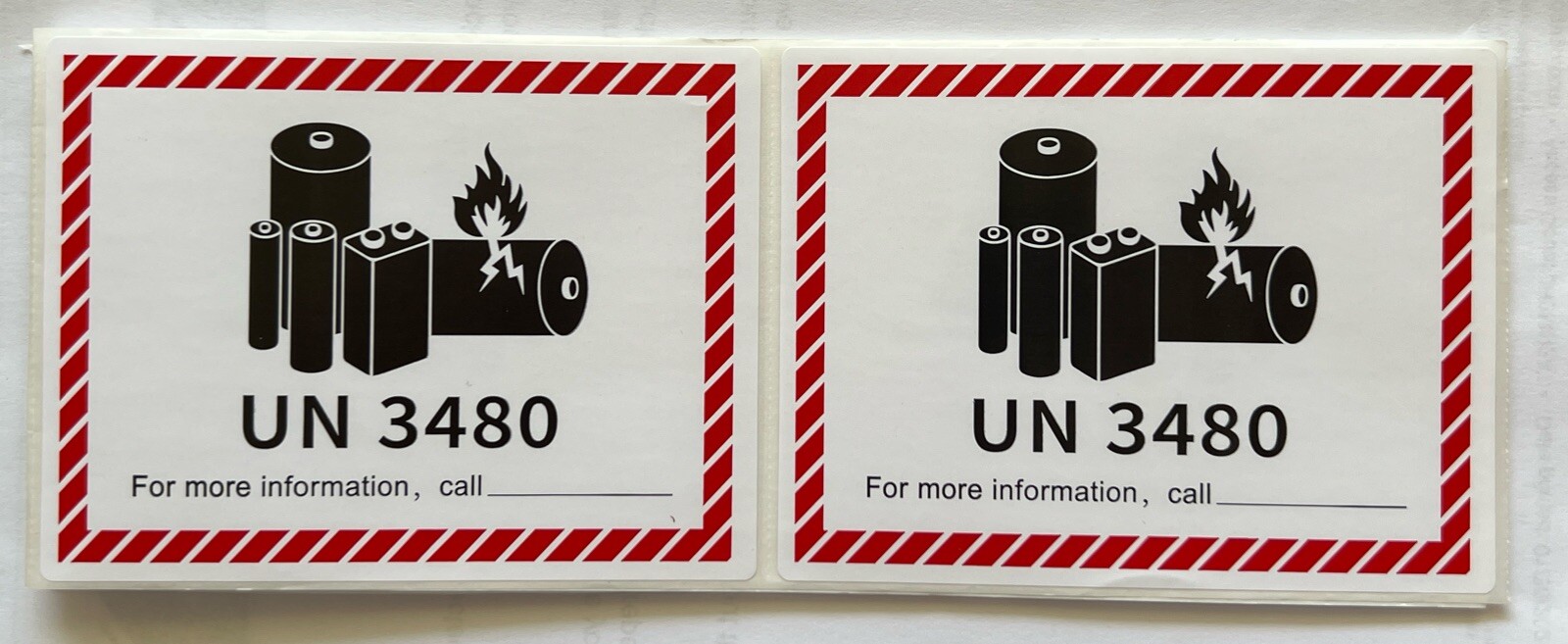 12X UN3480 Shipping Labels For Lithium Ion Battery without Equipment 3.25×4.25”