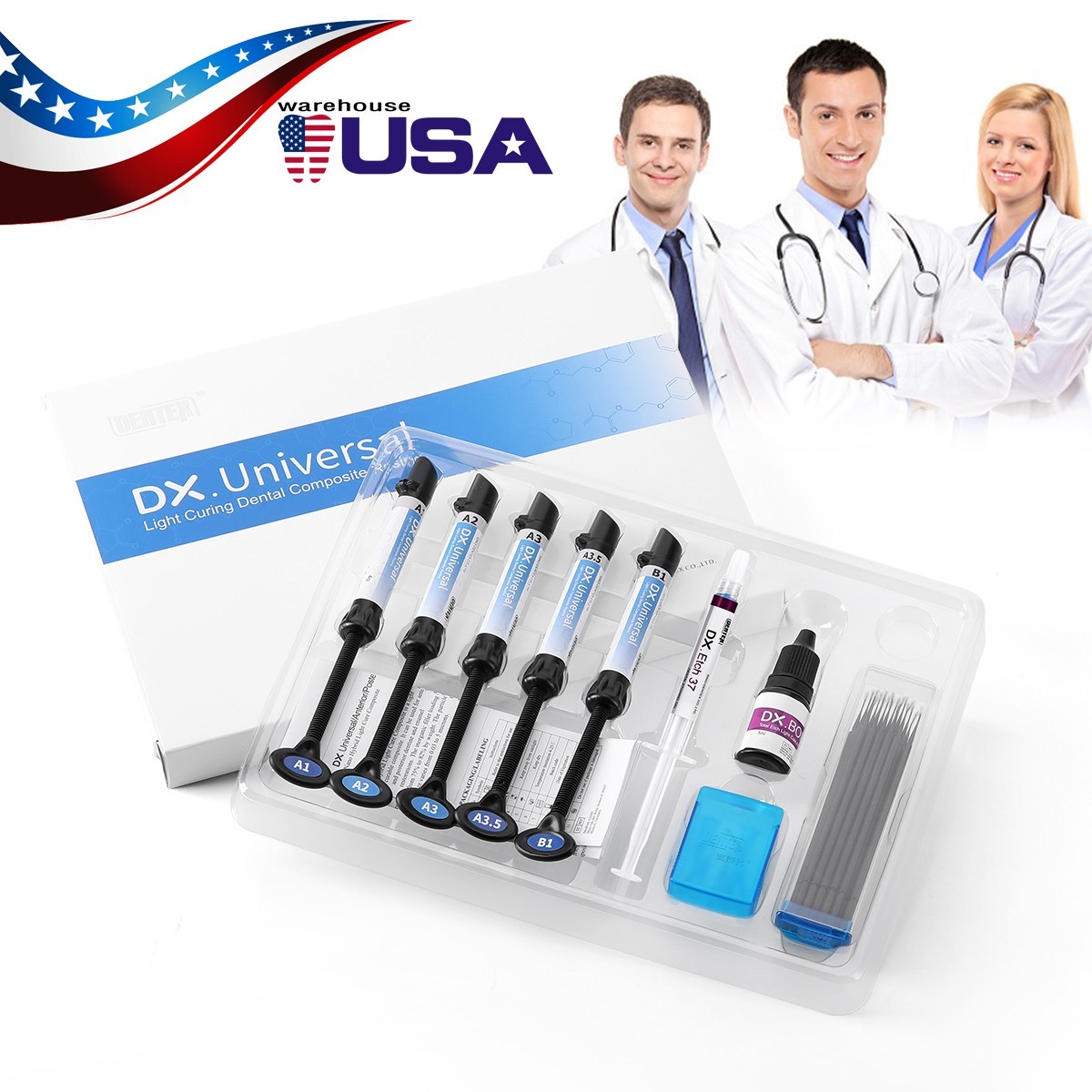 DENTEX Dental Light Cure Composite Resin Syringe Kit Shade A1 A2 A3 A3.5 B1