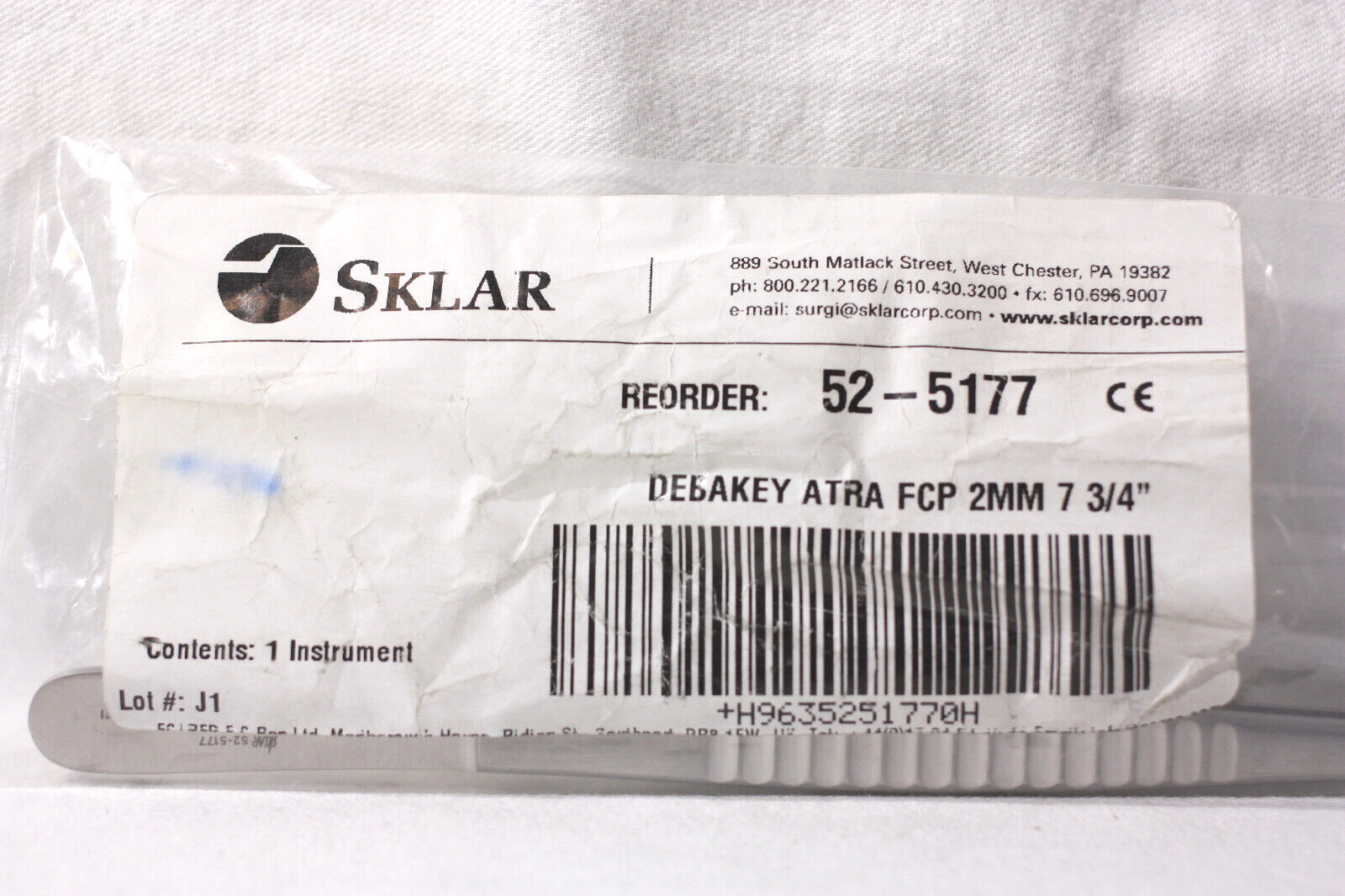 **NEW** Sklar Debakey Atraumatic Forceps 7 3/4″ x 2mm REF 52-5177