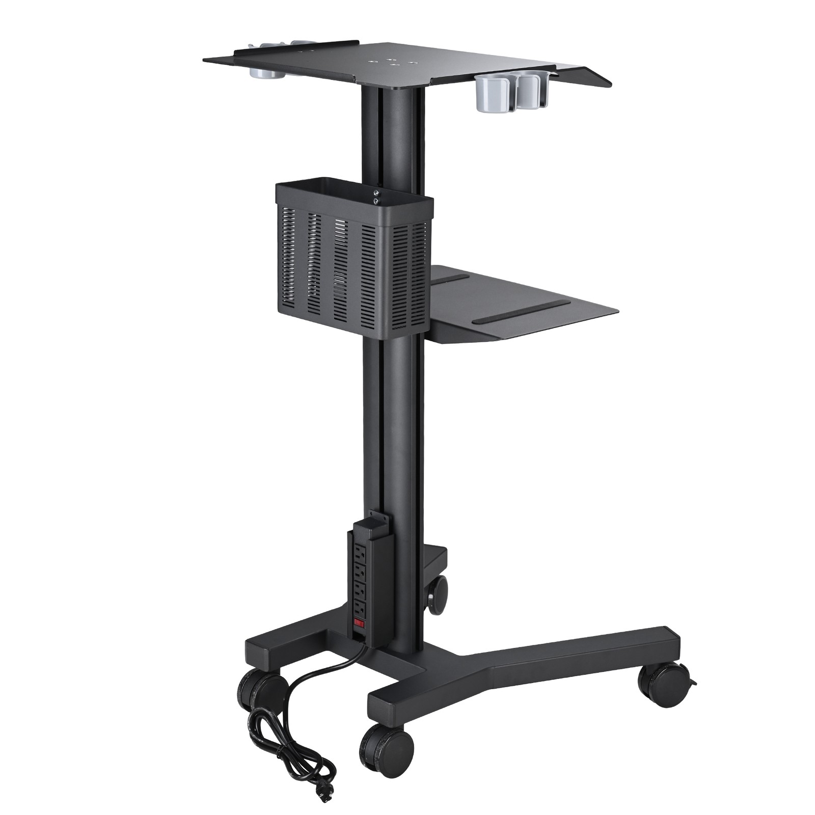 YesSources Medical Mobile Laptop Cart Rolling PC Stand Printer Shelf Dental Lab