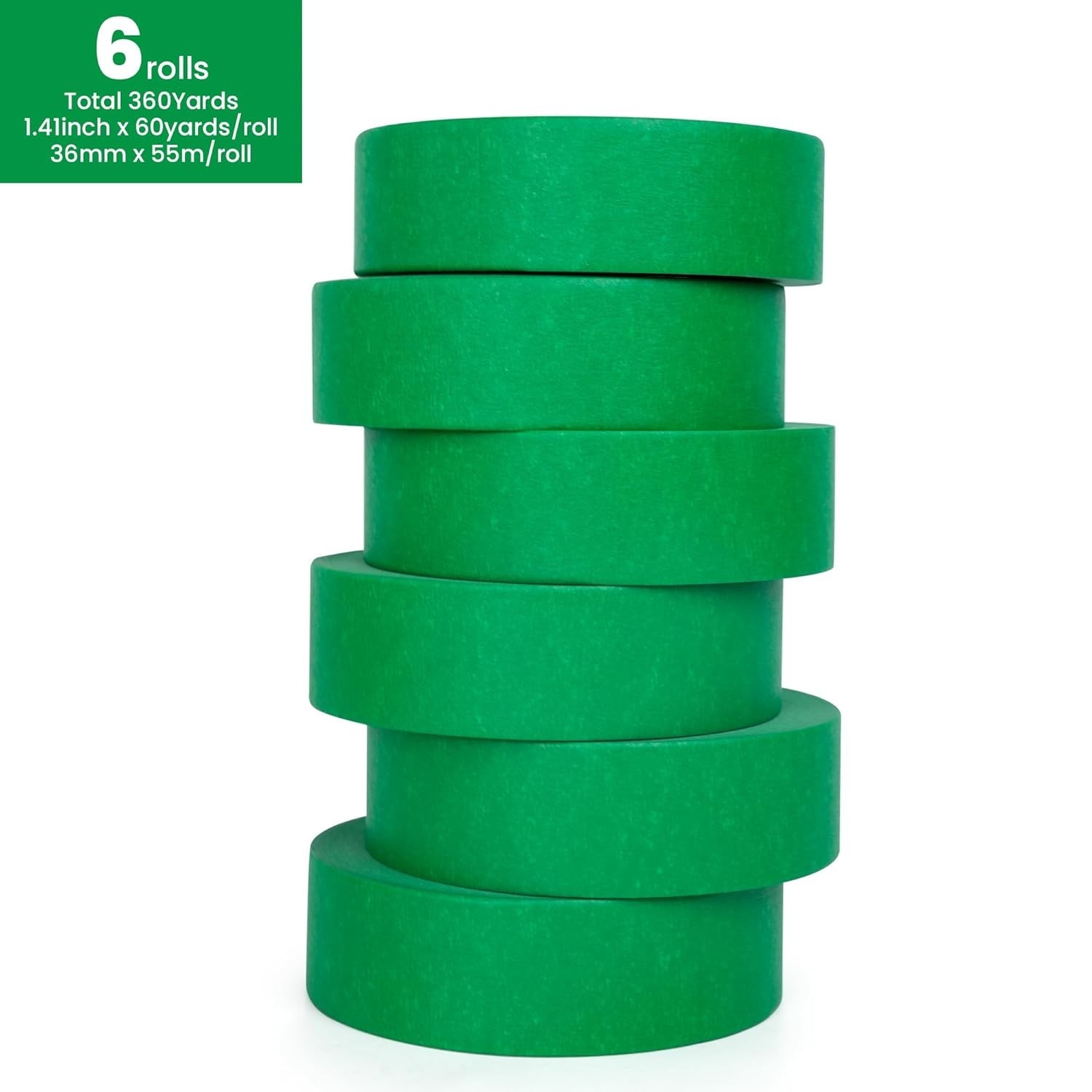 Green Painters Tape Multi-Surface Masking Tape 6Rolls Indoor and Outdoor Use