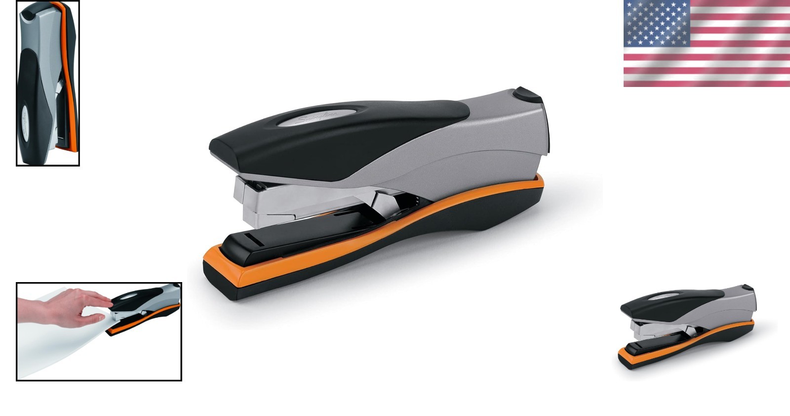 Black/Silver Desktop Stapler, 40 Sheet Capacity, Low Effort