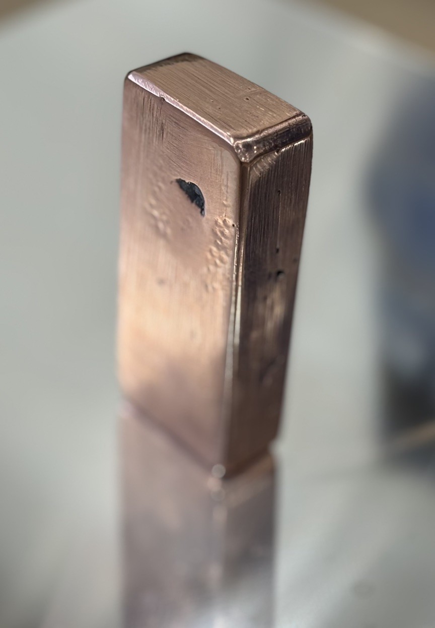 1LB 3.4oz Hand Poured .999 Copper Ingot Bar Free Shipping