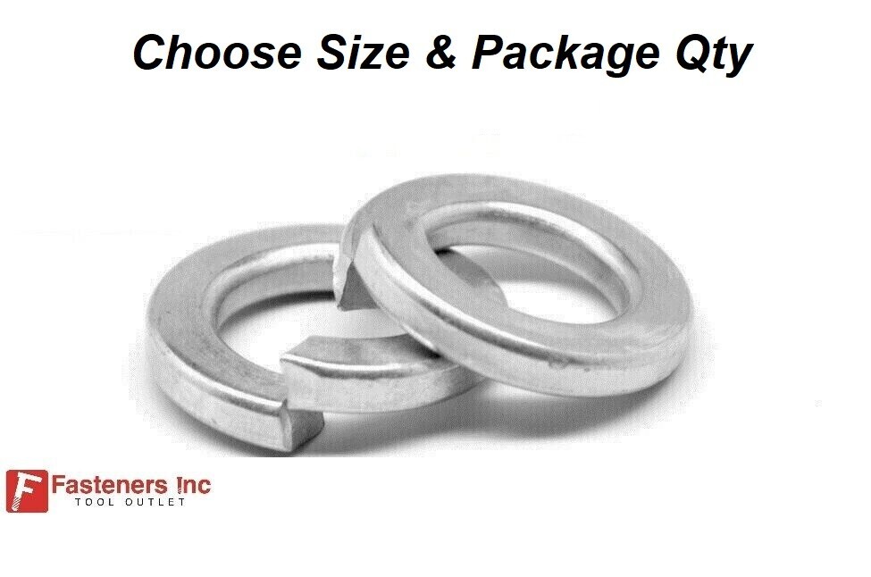 Zinc Plated Steel Low Carbon Standard Split Lock Washers (All Sizes & Qtys)
