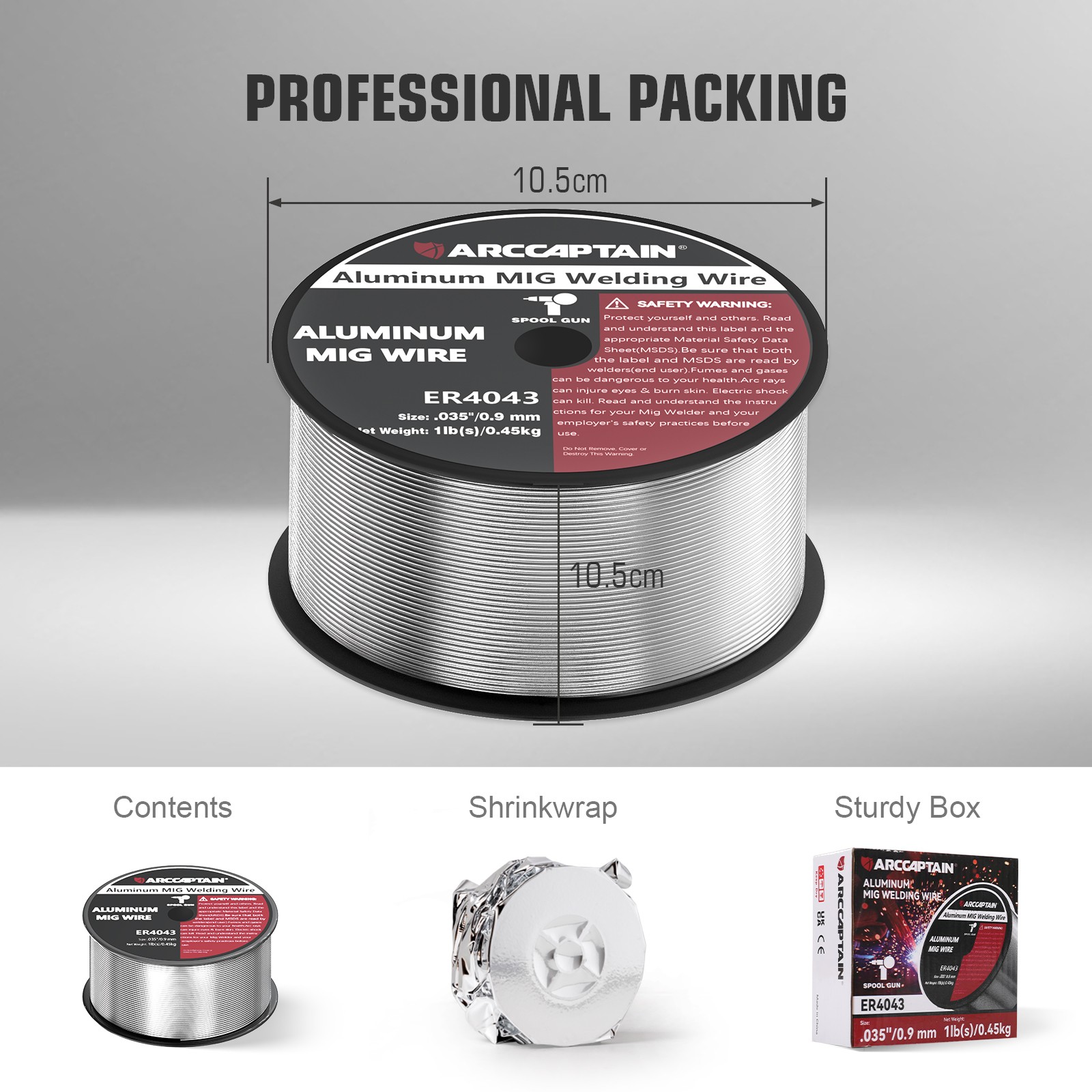 ARCCAPTAIN Silicon Aluminum Mig Welding Wire ER4043 .035″ 1 Pound Spool Roll New