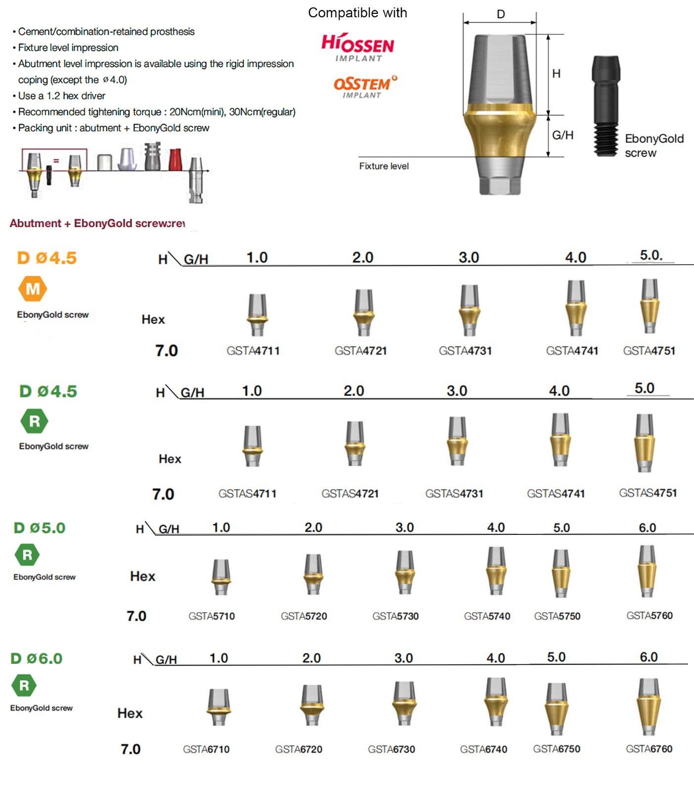 US Dental Titanium Straight Abutment Fit Hiossen System Restoration Mini/Regular