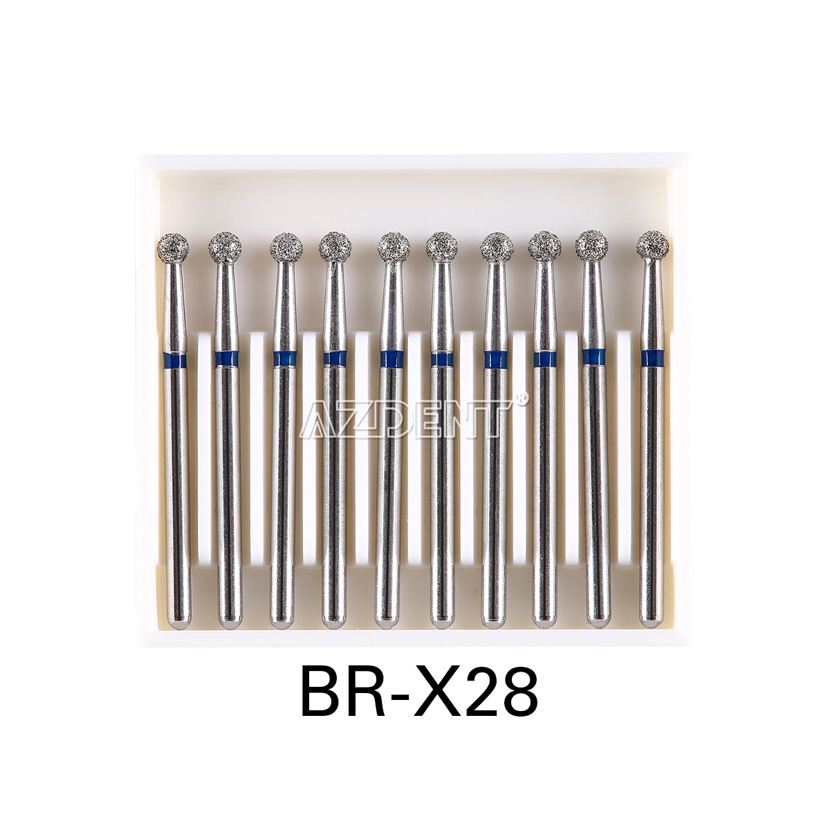 10Pcs AZDENT Dental Diamond Burs Ball Round For High Speed Handpiece FG 1.6mm