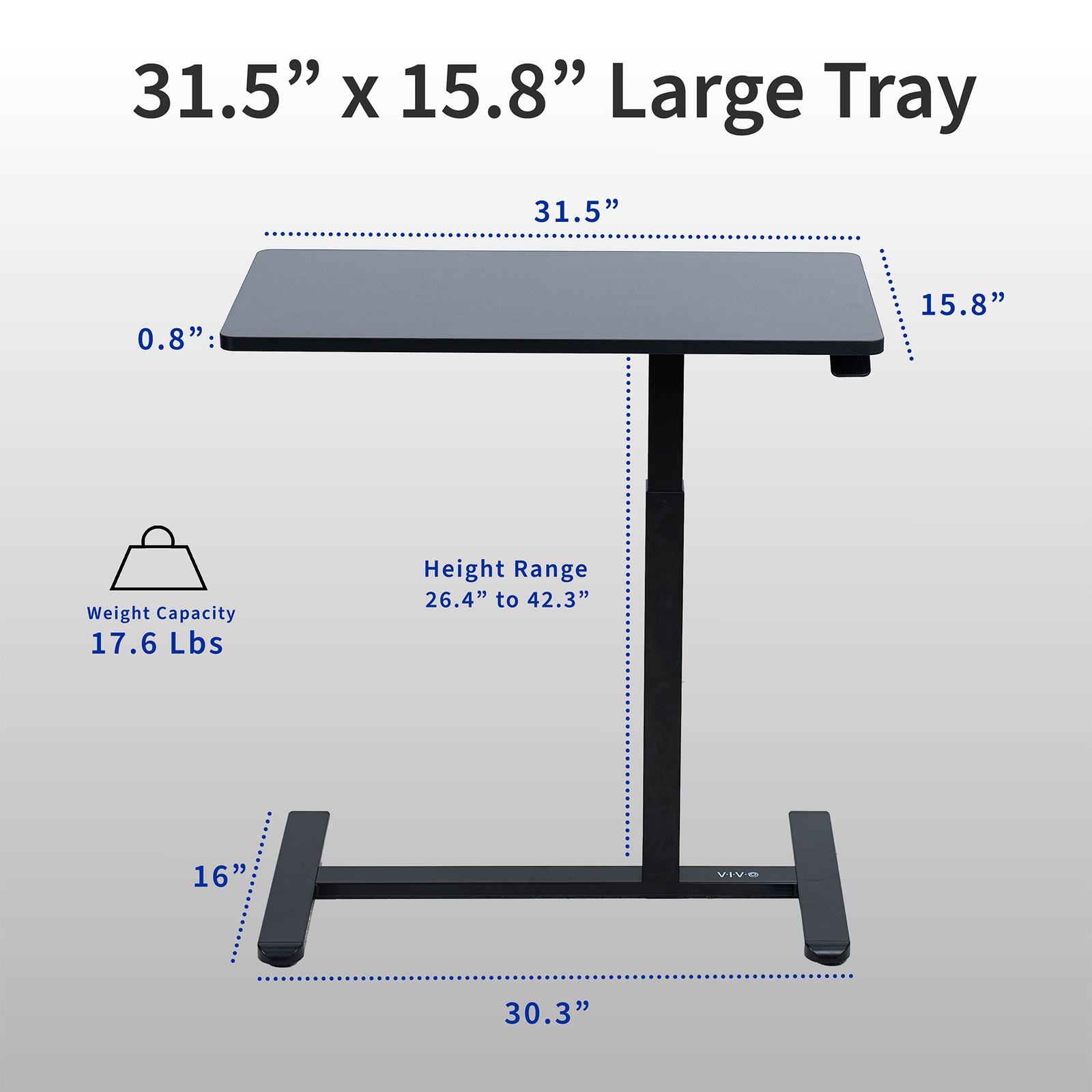 VIVO Pneumatic 32″ x 16″ Over Sofa Laptop Table, Mobile Desktop
