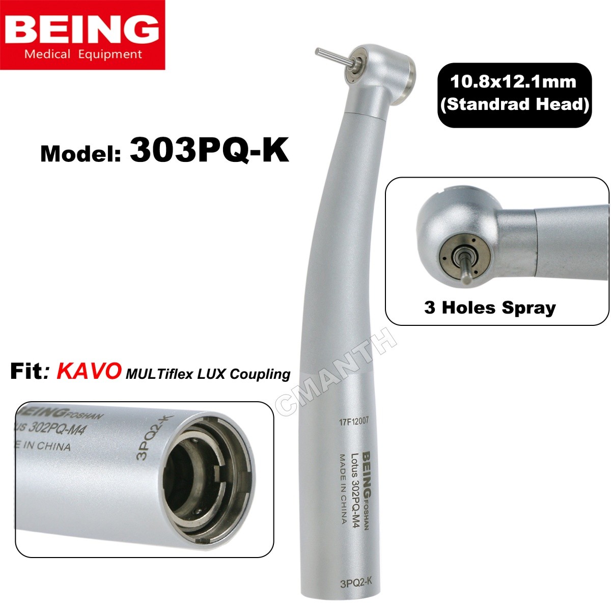 US BEING Dental Handpiece Fiber Optic High Speed Turbine Coupler 4/6Hole FG Burs