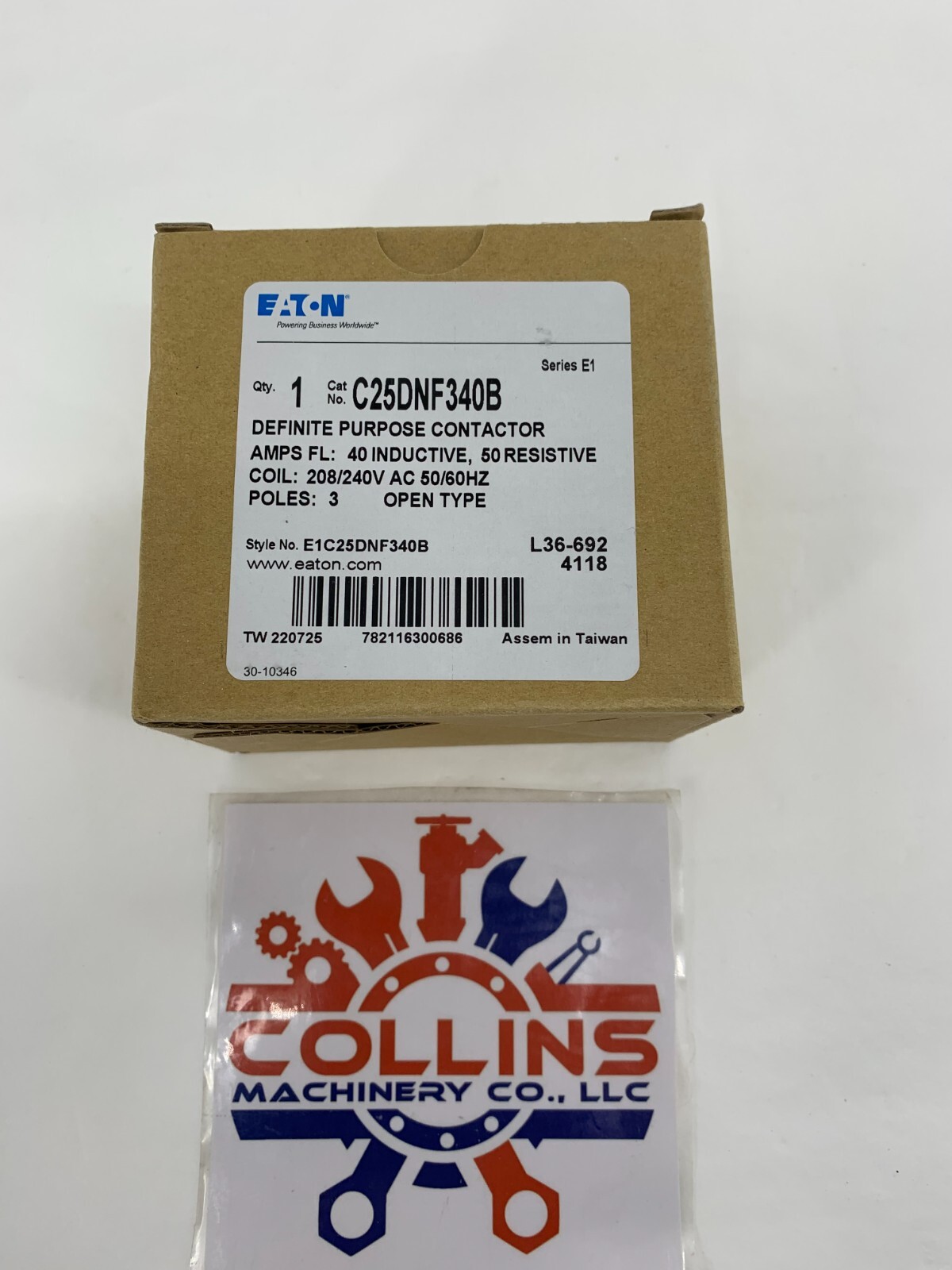 Eaton C25DNF340B Definite Purpose Contactor 208/240V Coil 40A 3P Open Type