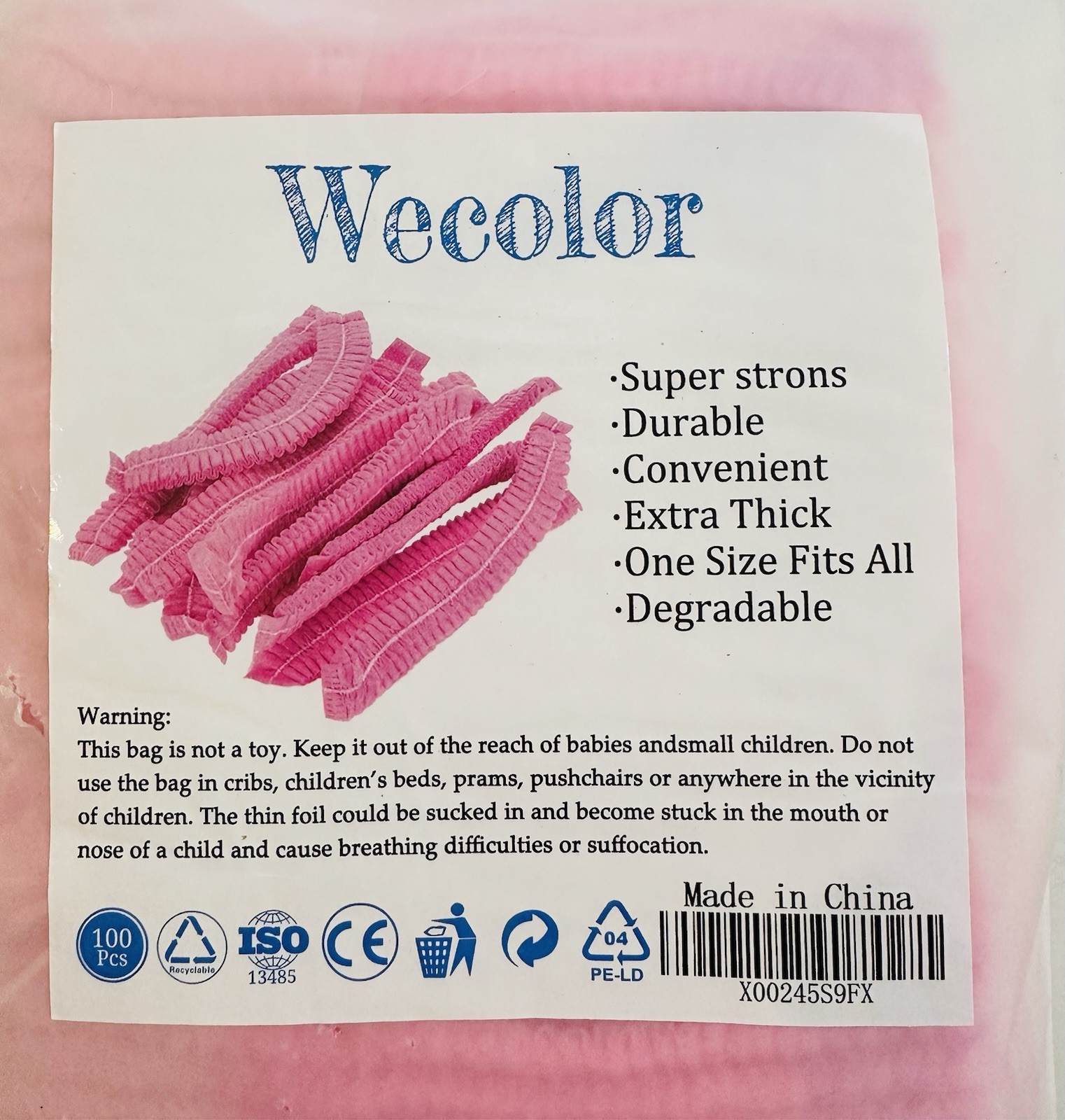 Wecolor One Size Fits All Disposable Stretch Caps Hairnet Food Service