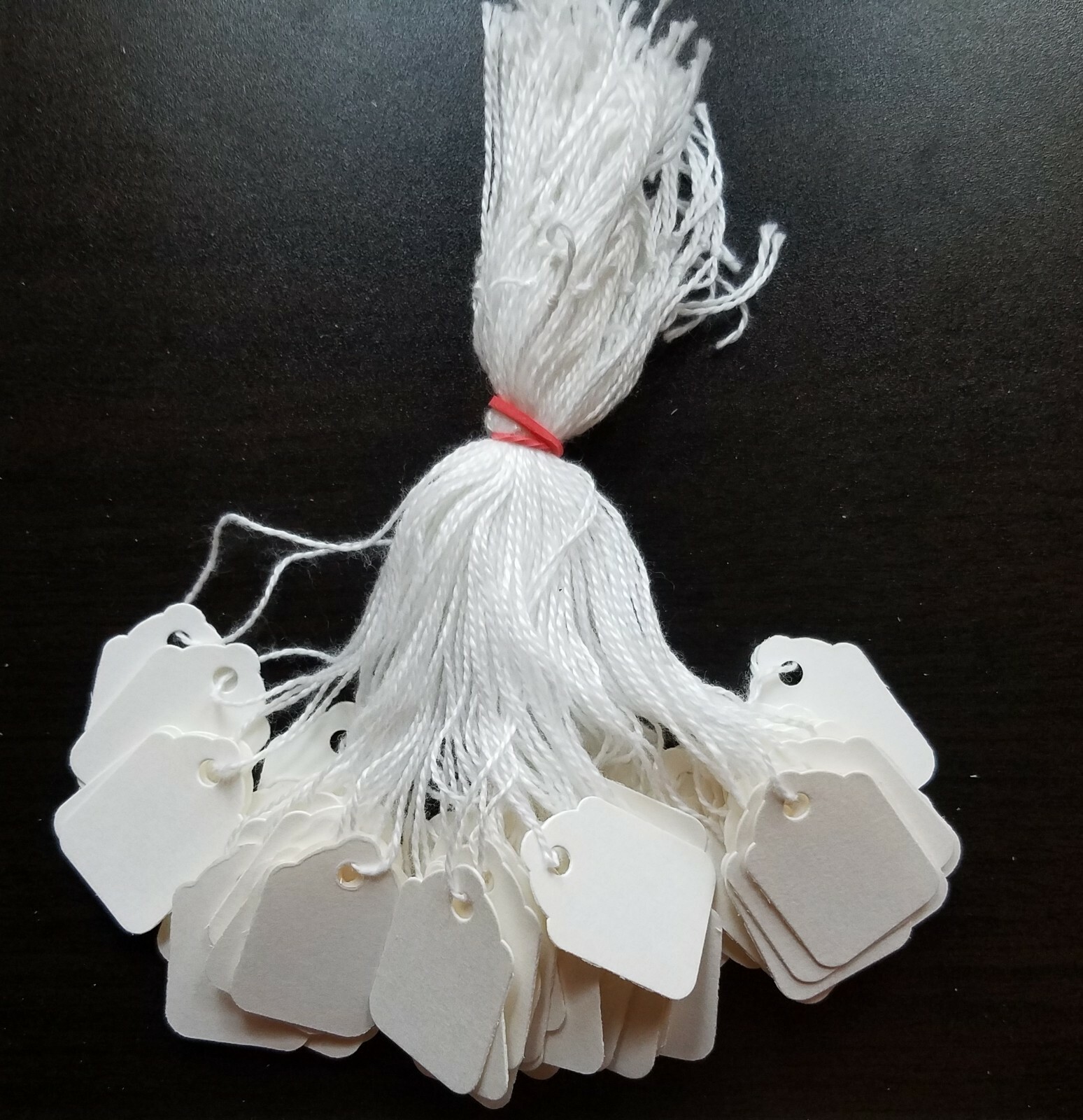 Blank White Merchandise Price Tags w/ String Retail Jewelry Strung Small Large