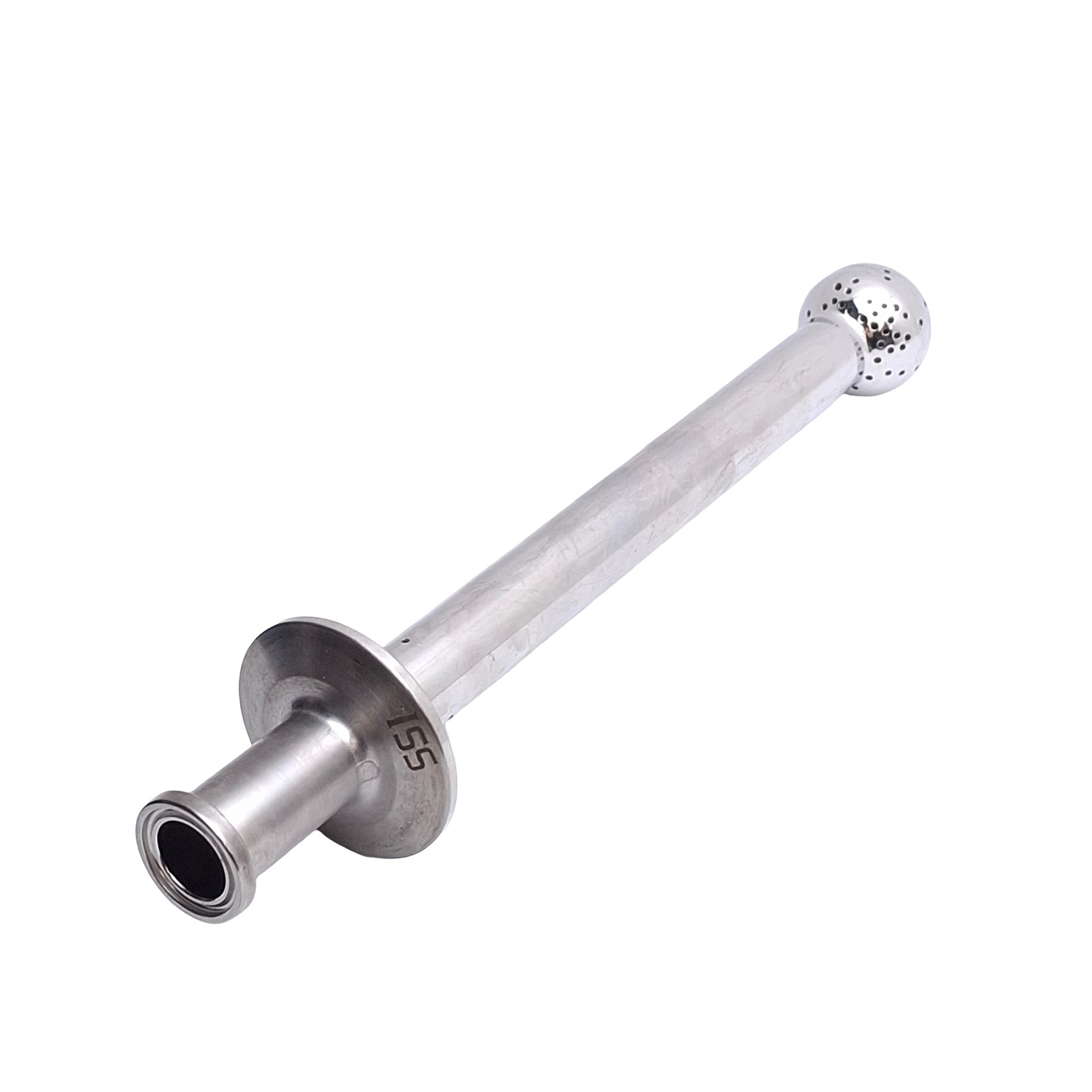 ISS Sanitary Supply Tube With Spray Ball 1/2in Tri-Clamp, 8.12in Internal Length