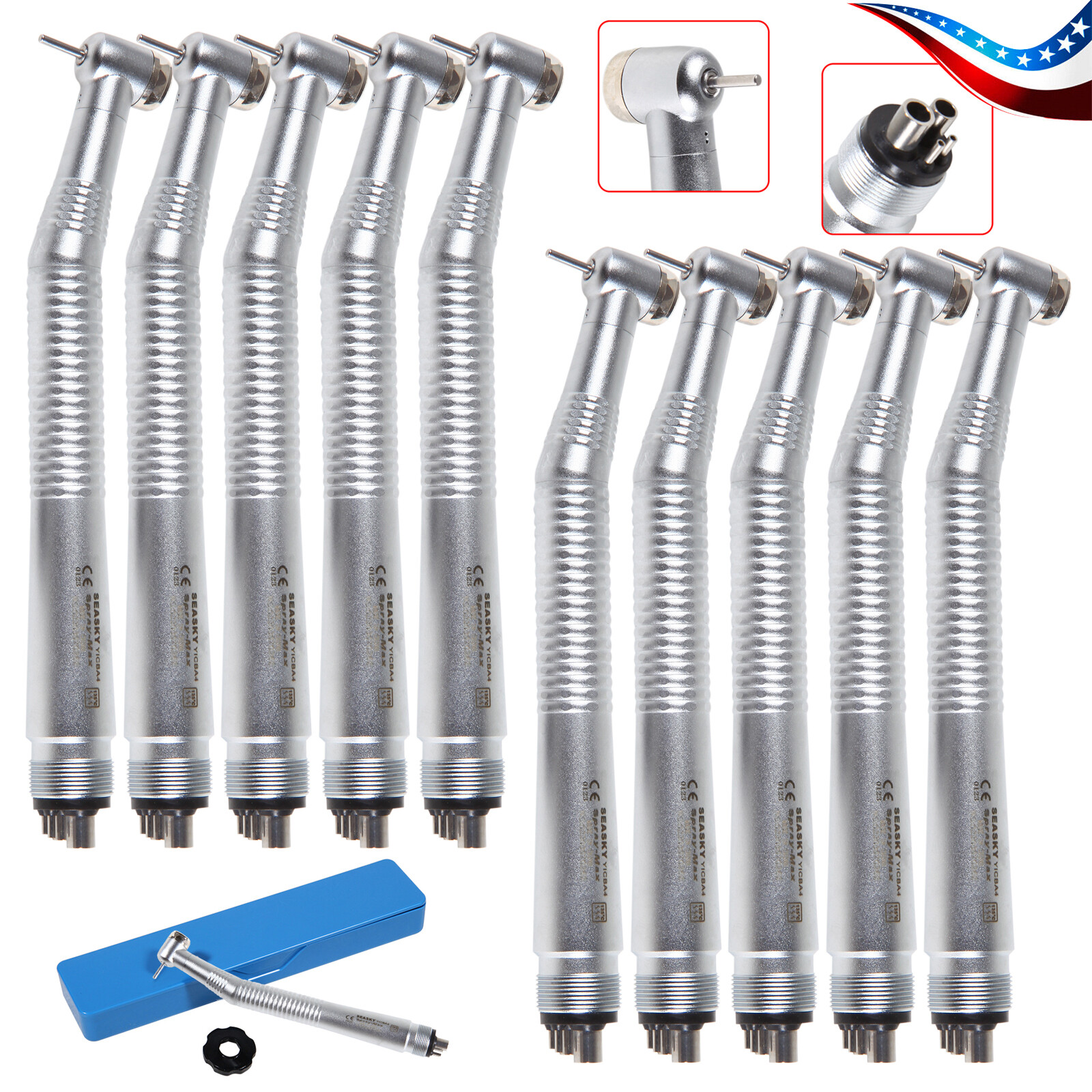 10 Pcs Dental High Speed Turbine Handpiece 4 Hole Fit NSK PANA MAX SEASKY-Y1BA4