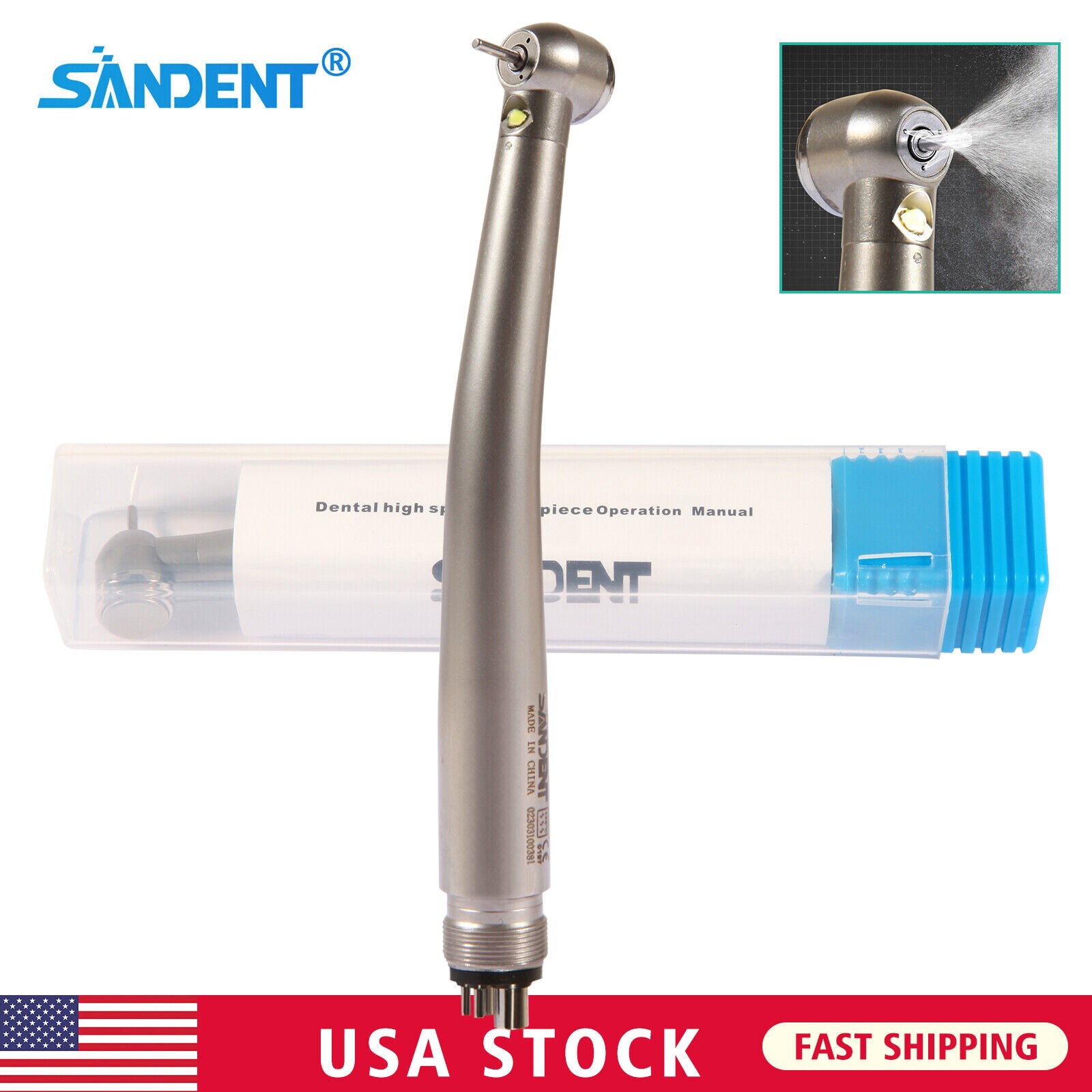 Dental Fiber Optic E-generator LED High Speed Handpiece Turbine 4 HOLE