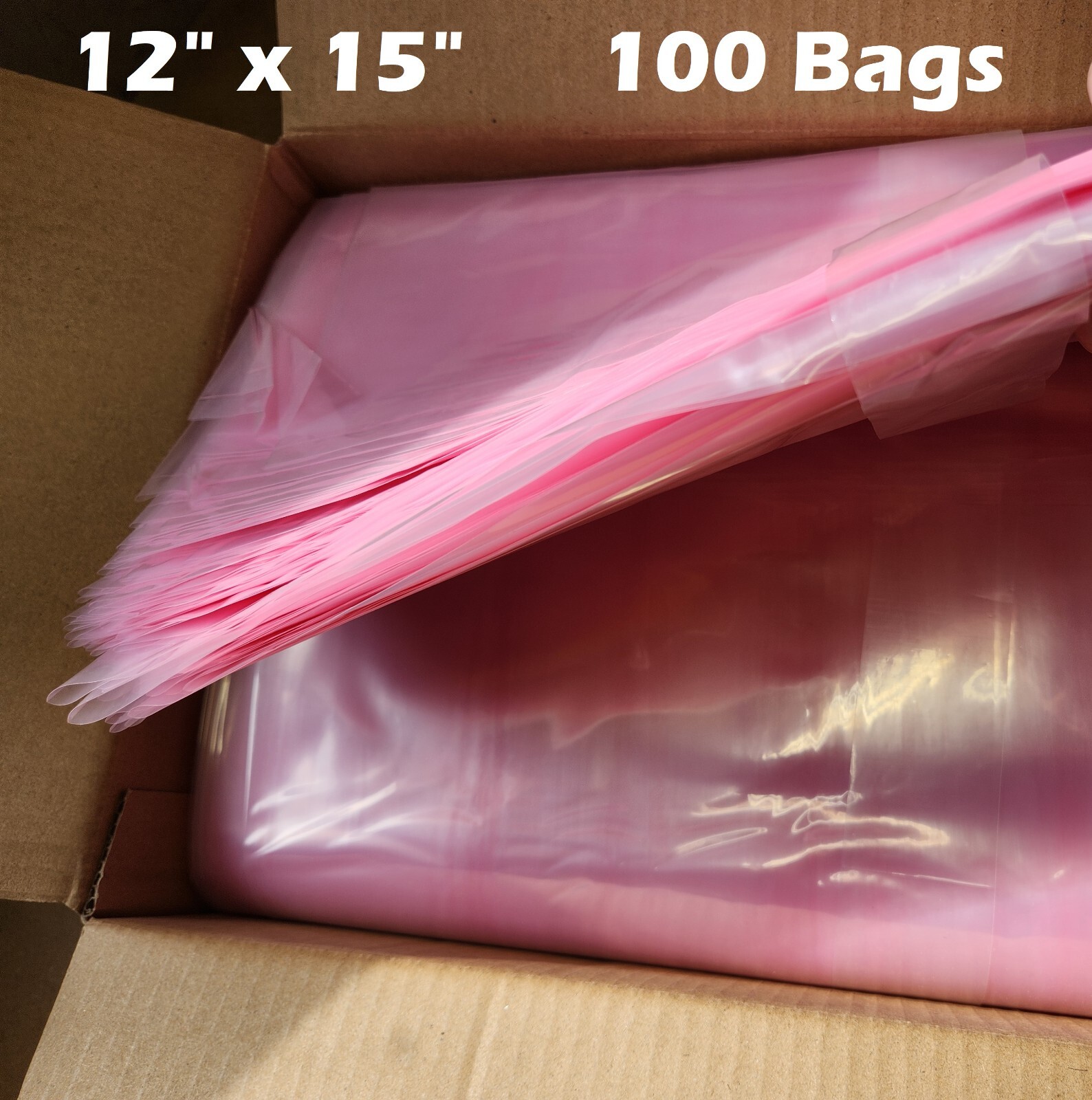 100x Anti-static 12″x 15″ Large Pink Poly Bags Open Ended Motherboard 2 mil ESD